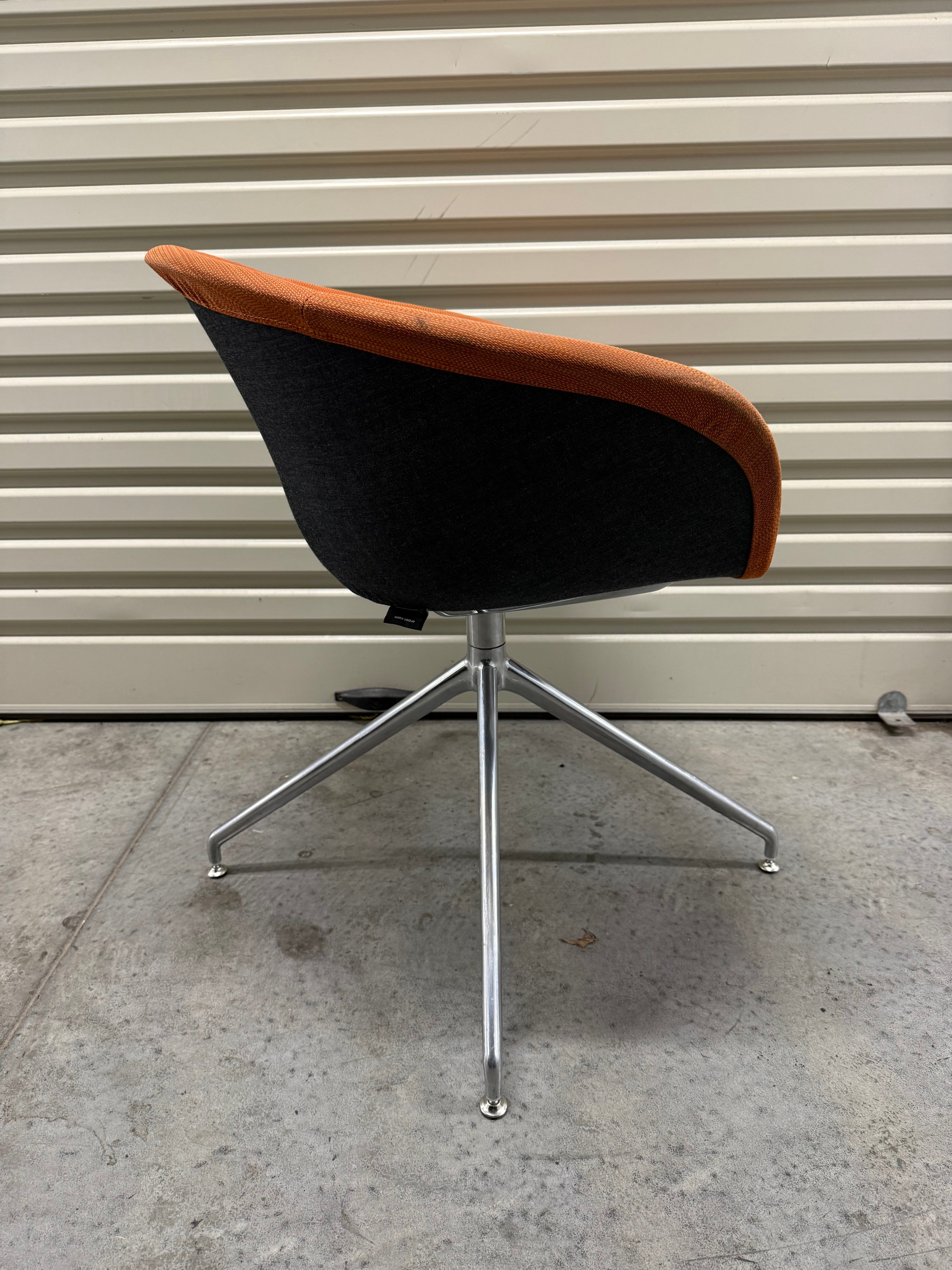 Arper Duna 02 Chair – Orange Fabric / Chrome 4-Way Base