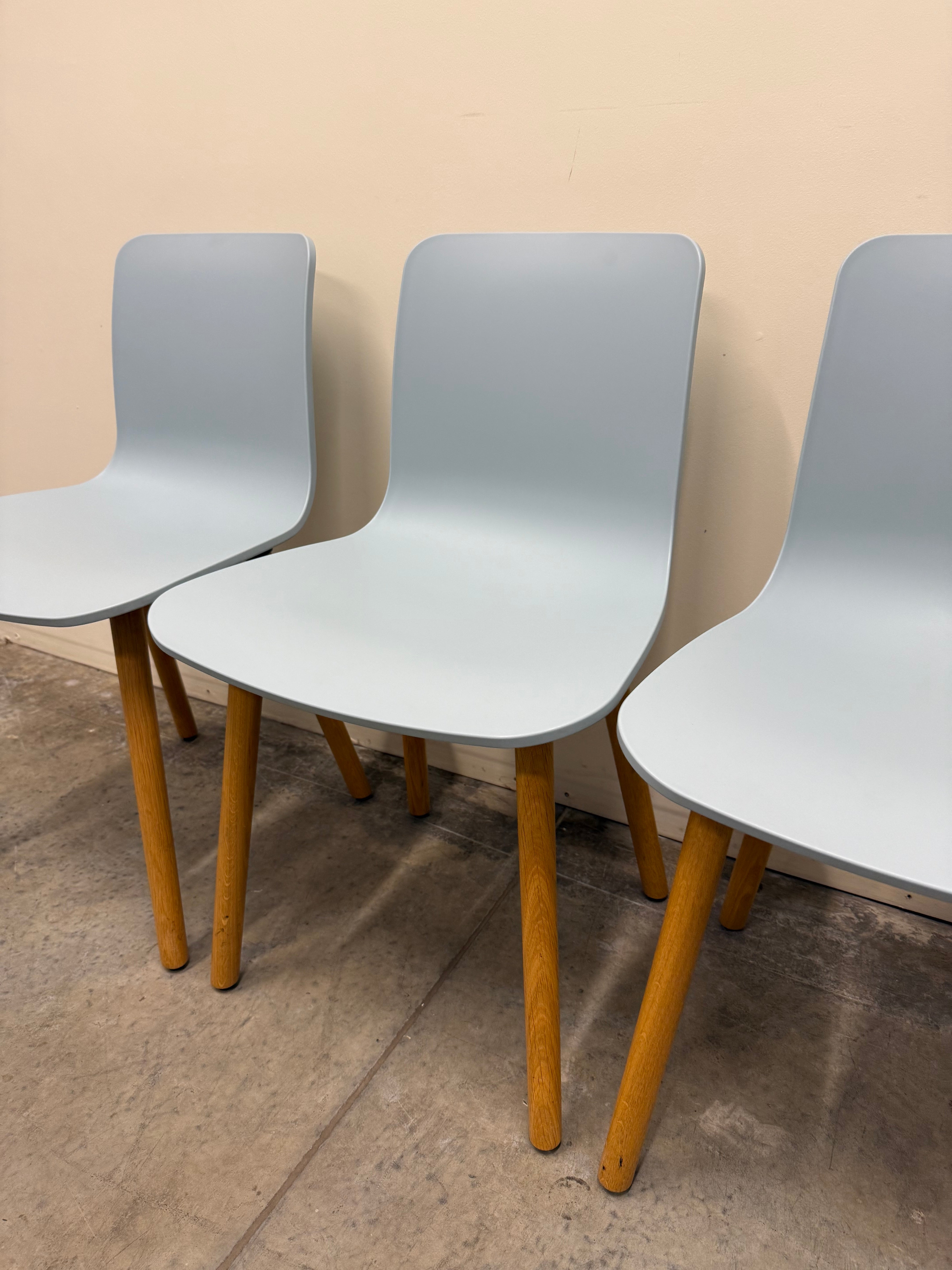 Vitra HAL Wood Chair – Light Blue Seat with Oak Legs by Jasper Morrison