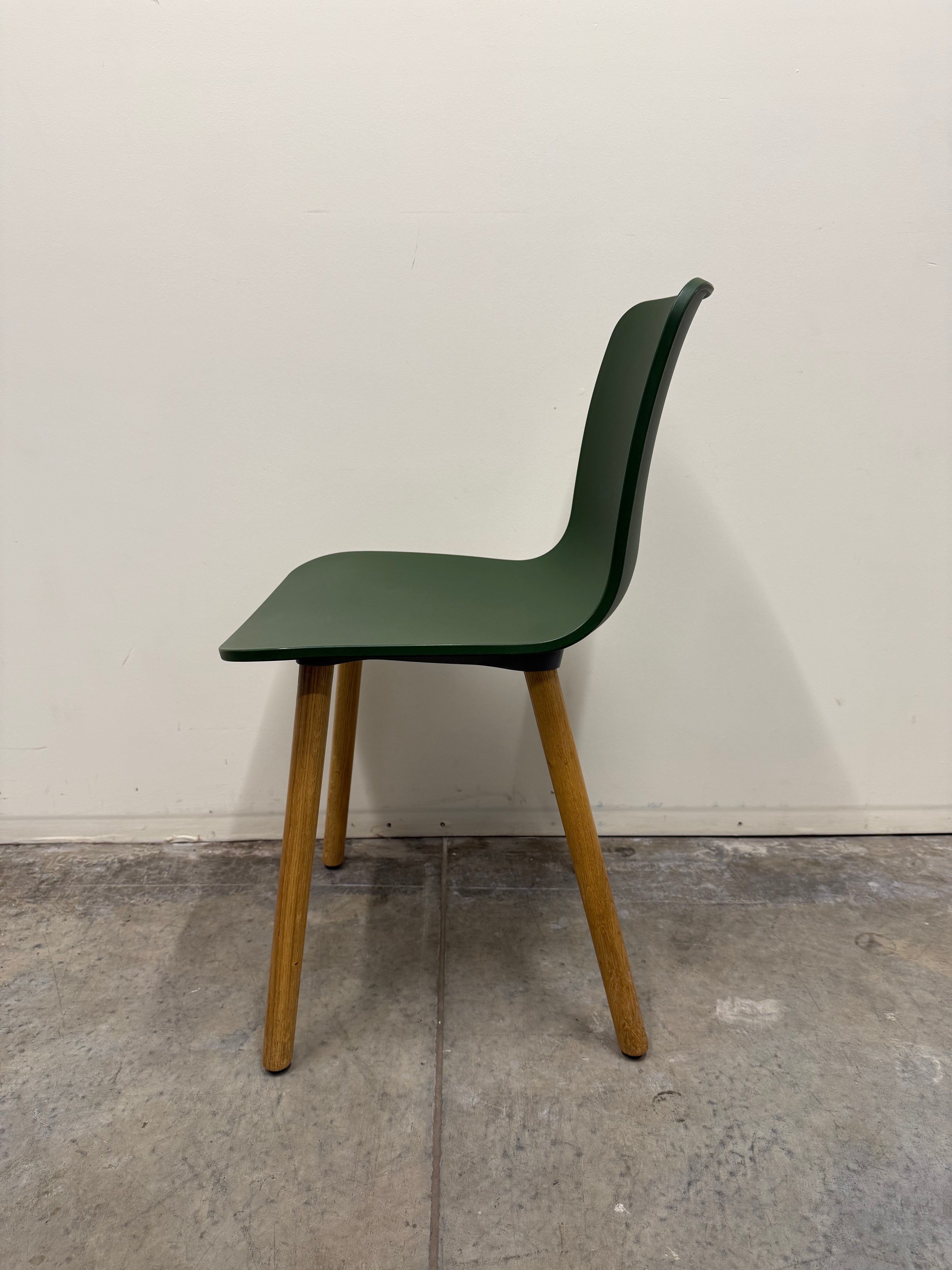 Vitra HAL Wood Chair – Forest Green Seat with Oak Legs by Jasper Morrison