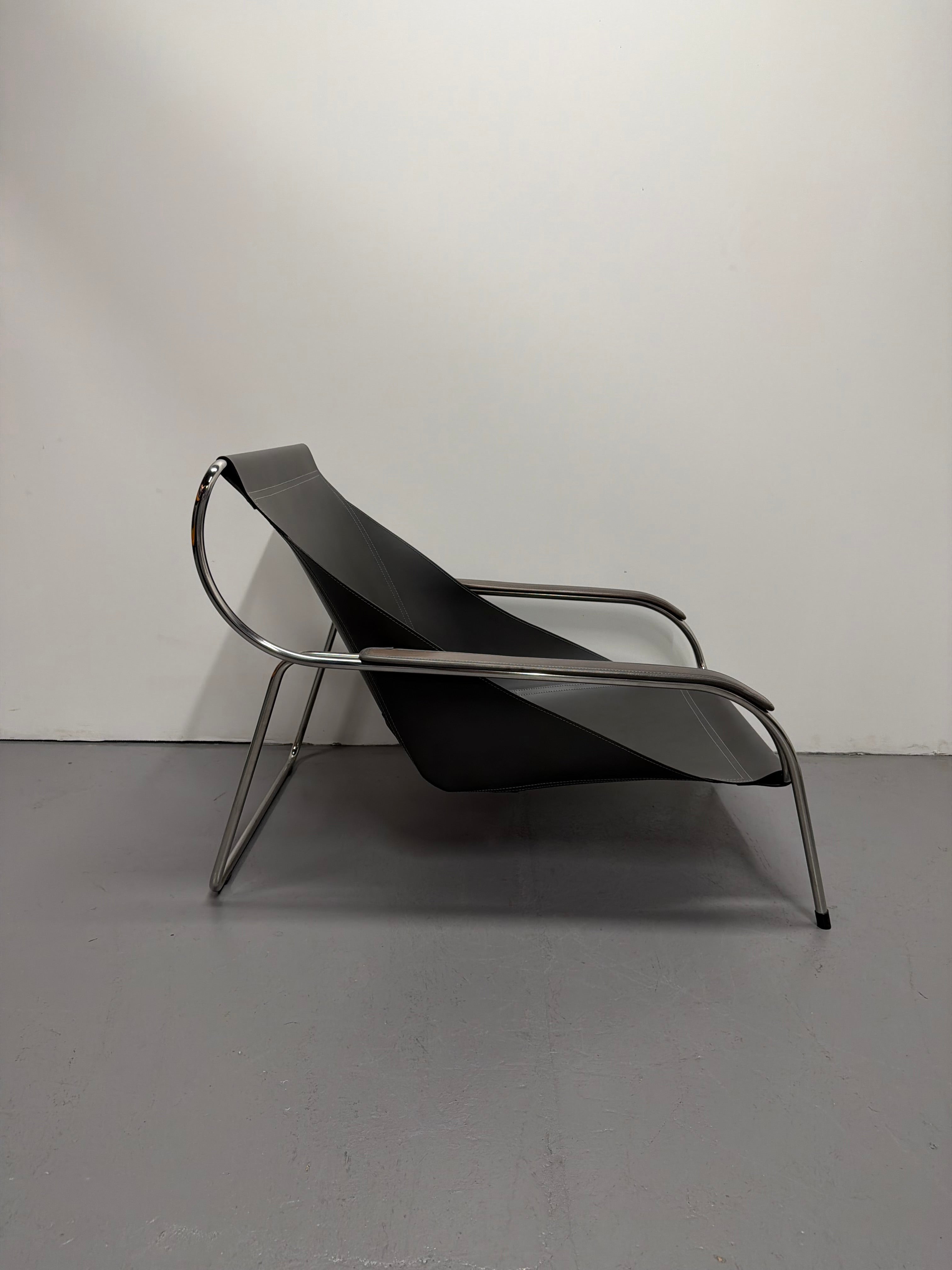 Marco Zanuso for Zanotta Brown Leather Maggiolina Lounge Chair & Footstool