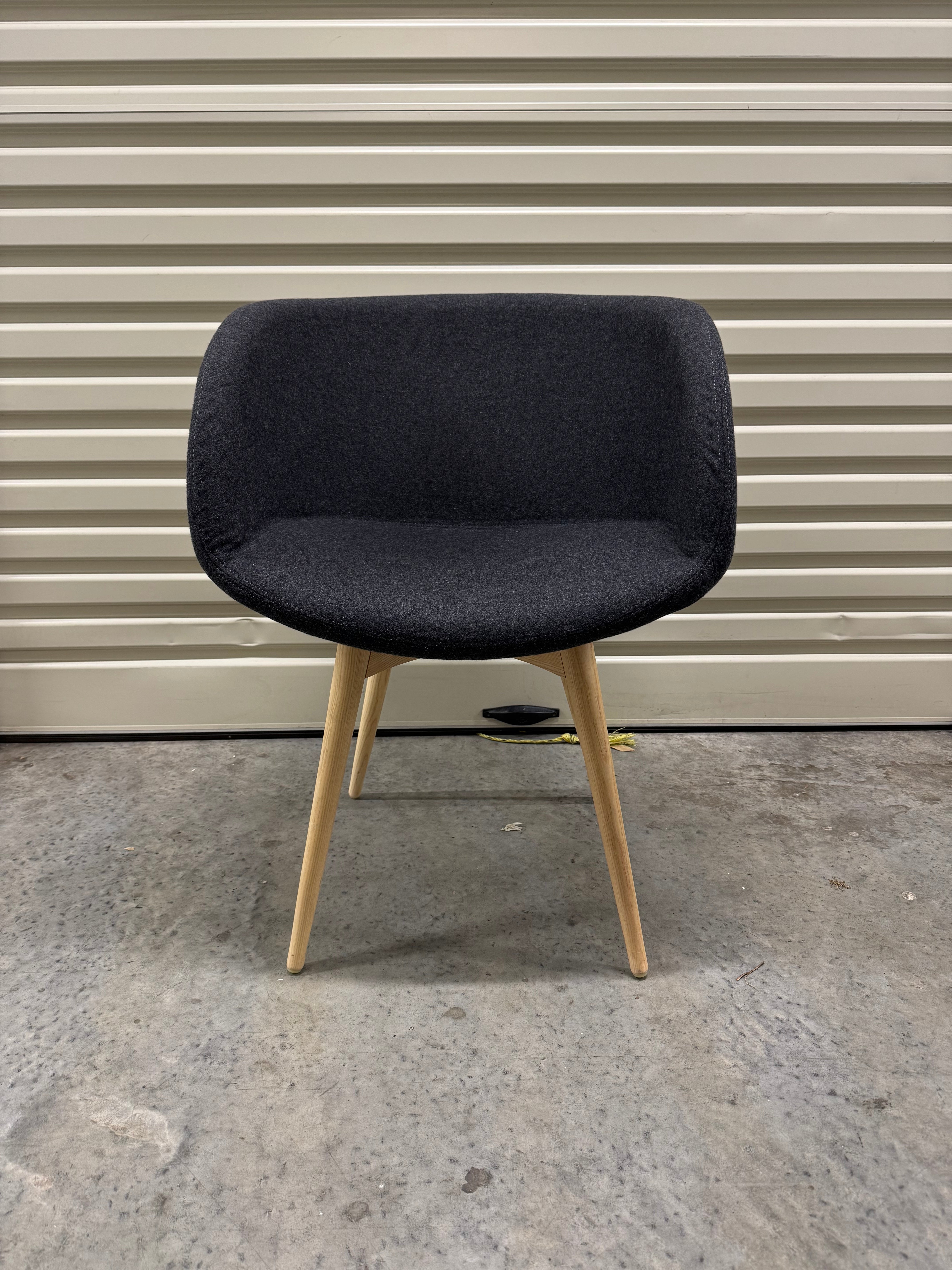 Sonny Tub Chair – Charcoal Wool Fabric with Oak Legs