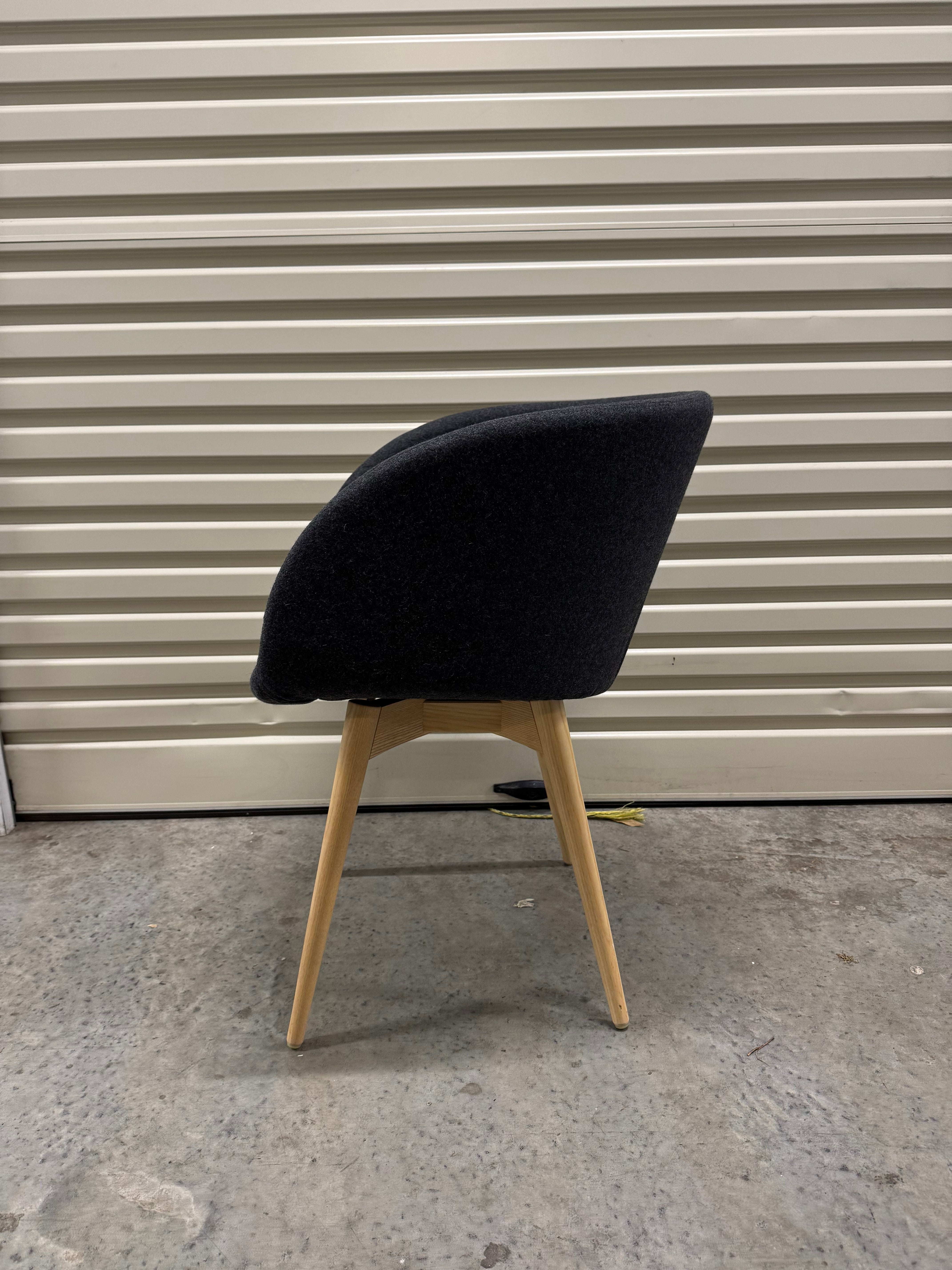 Sonny Tub Chair – Charcoal Wool Fabric with Oak Legs