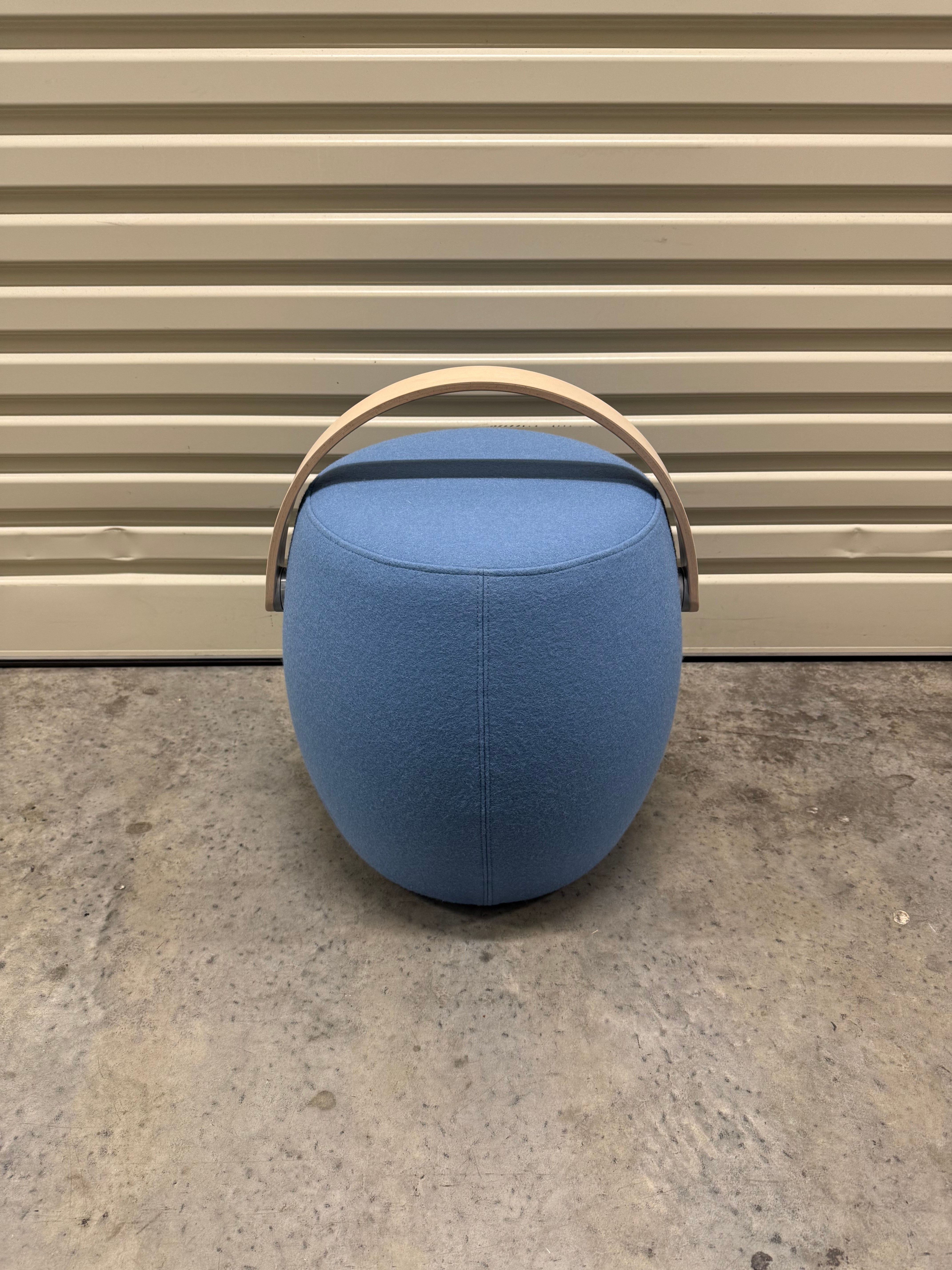 Offecct Carry On Ottoman with Wood Handle – Blue