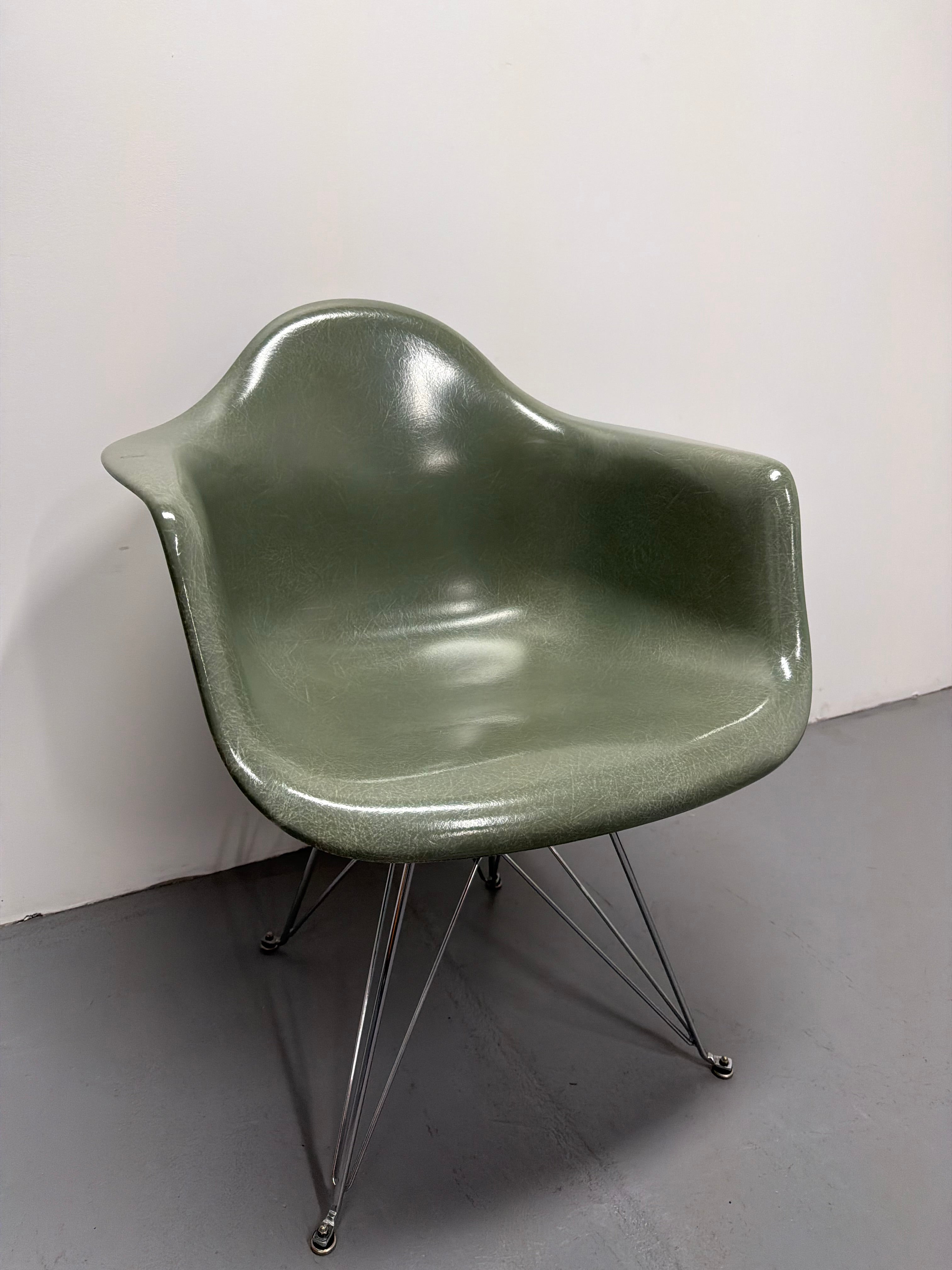 Modernica Fibreglass Arm Shell Chair Eames style | Sage Green