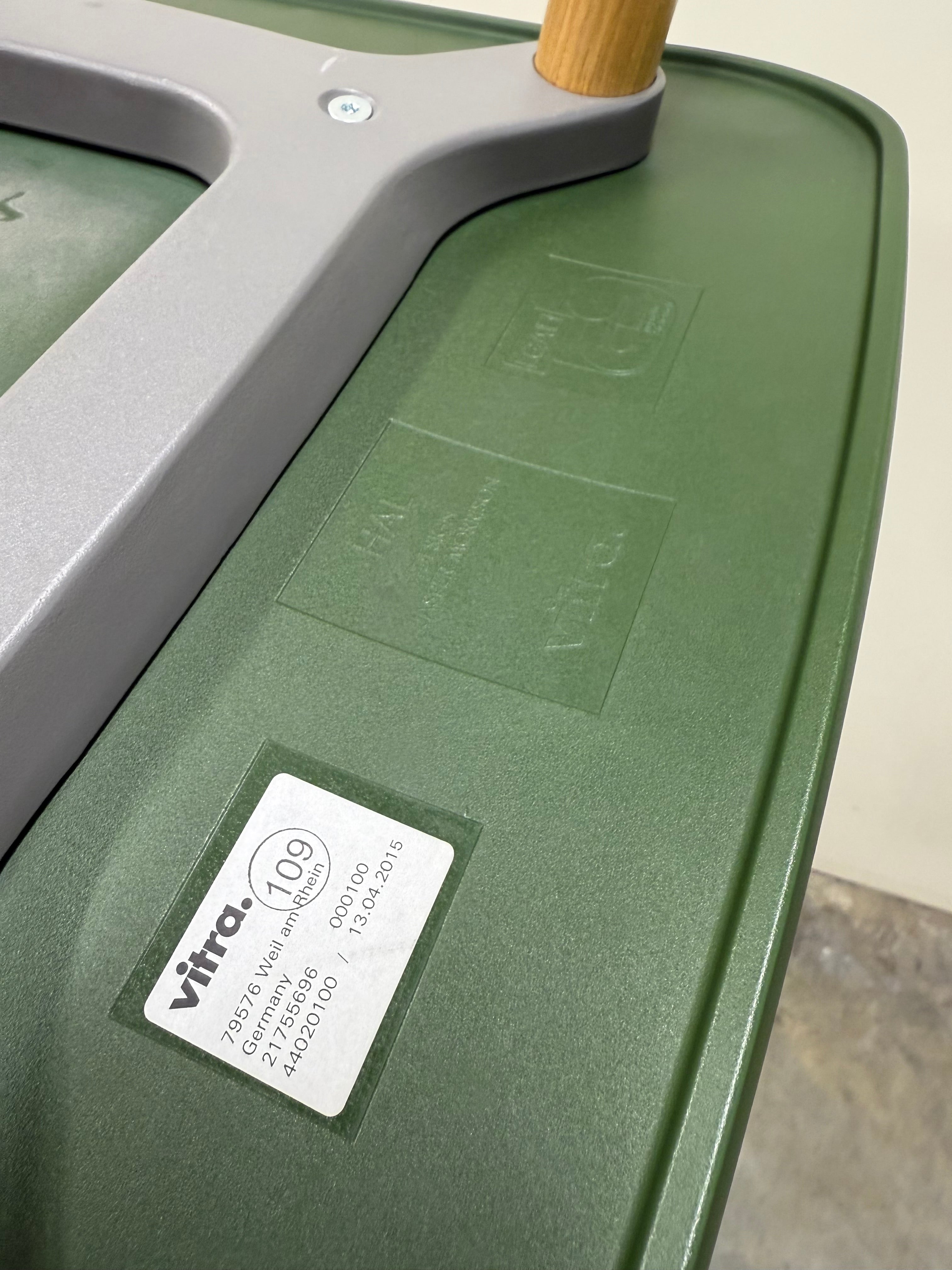 Vitra HAL Wood Chair – Forest Green Seat with Oak Legs by Jasper Morrison