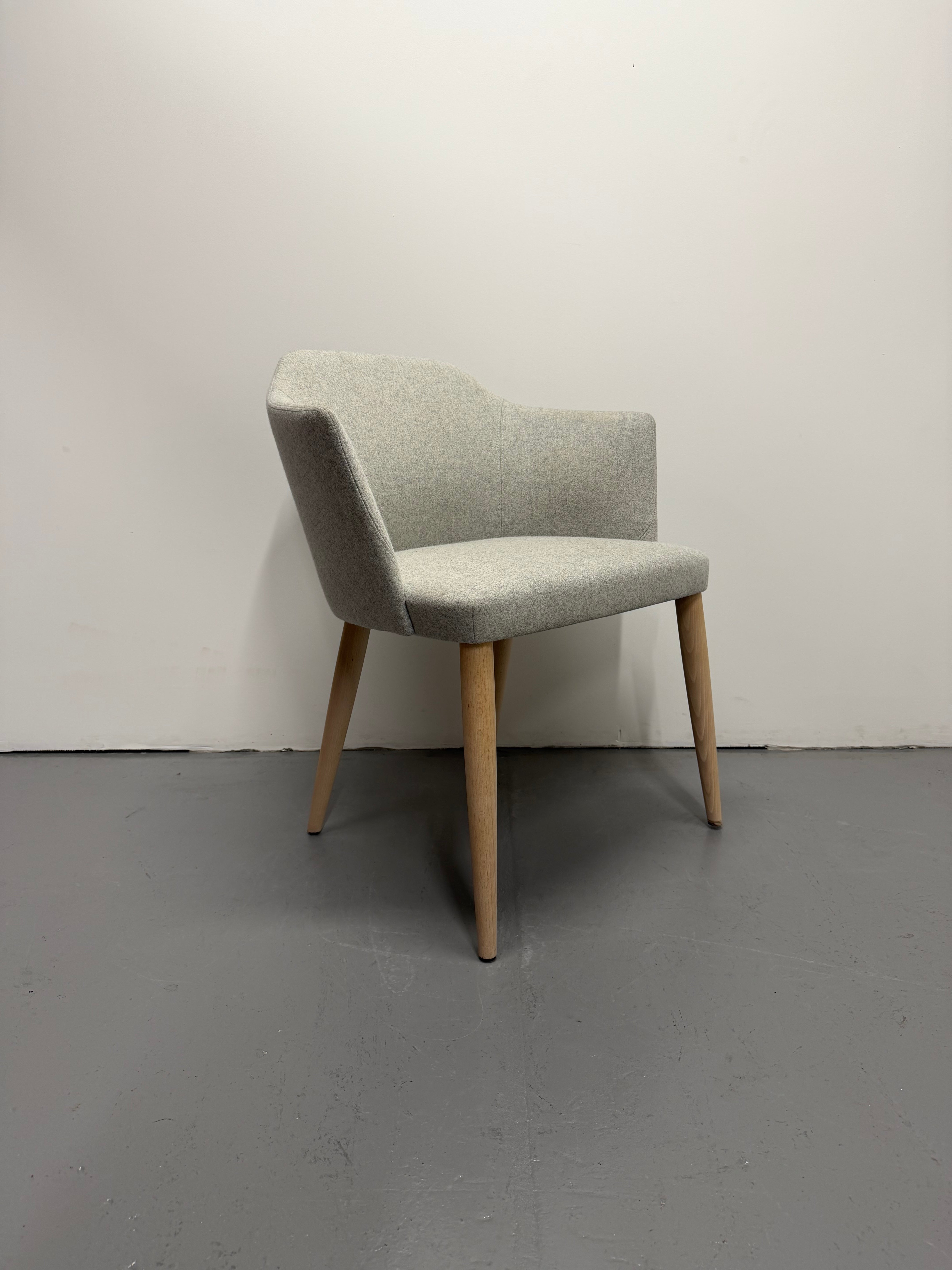 Crassevig Upholstered Armchair – Light Grey Fabric & Timber Legs - Made in Italy