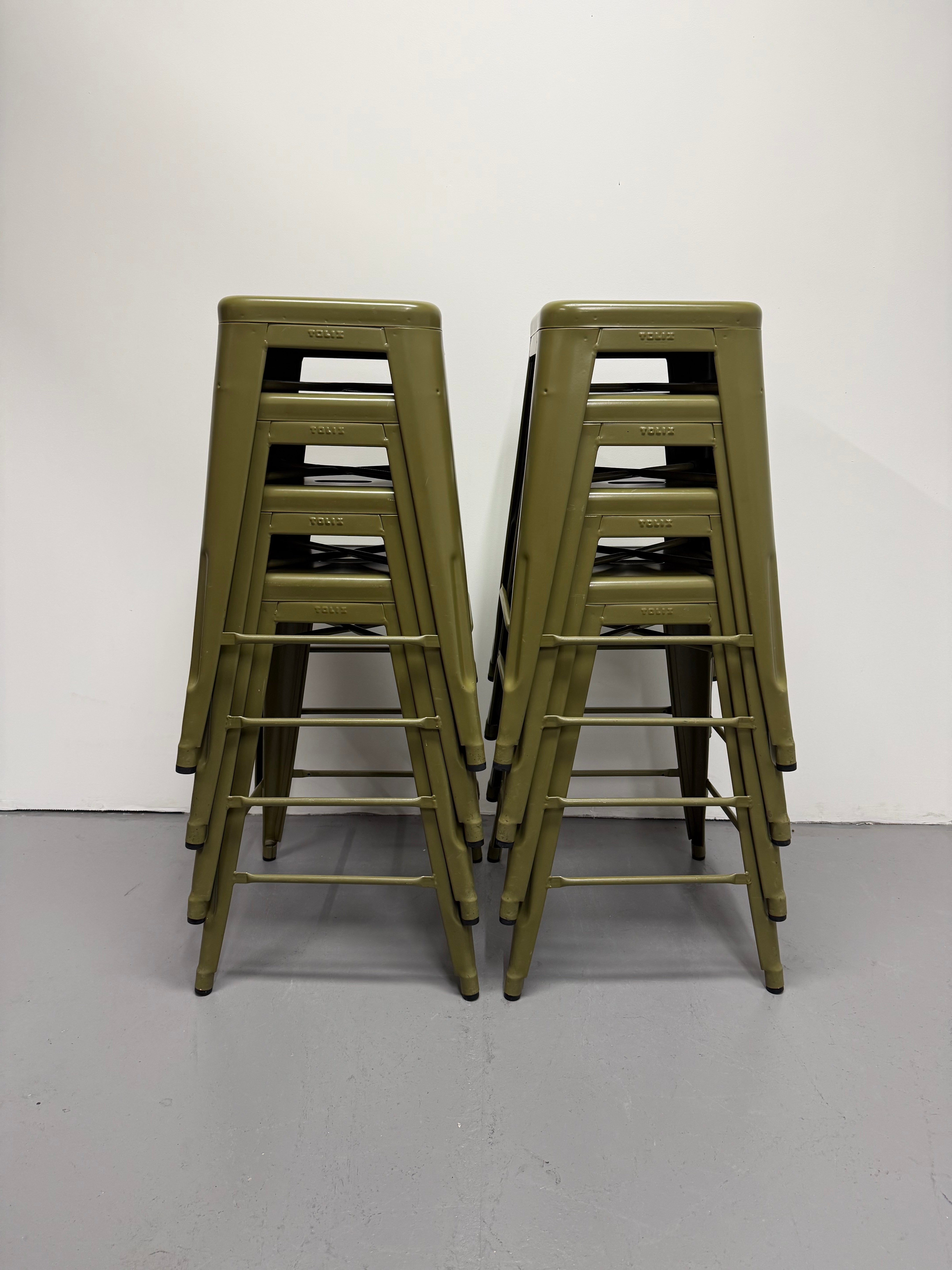 Tolix H75 Bar Stool by Xavier Pauchard – Olive Green