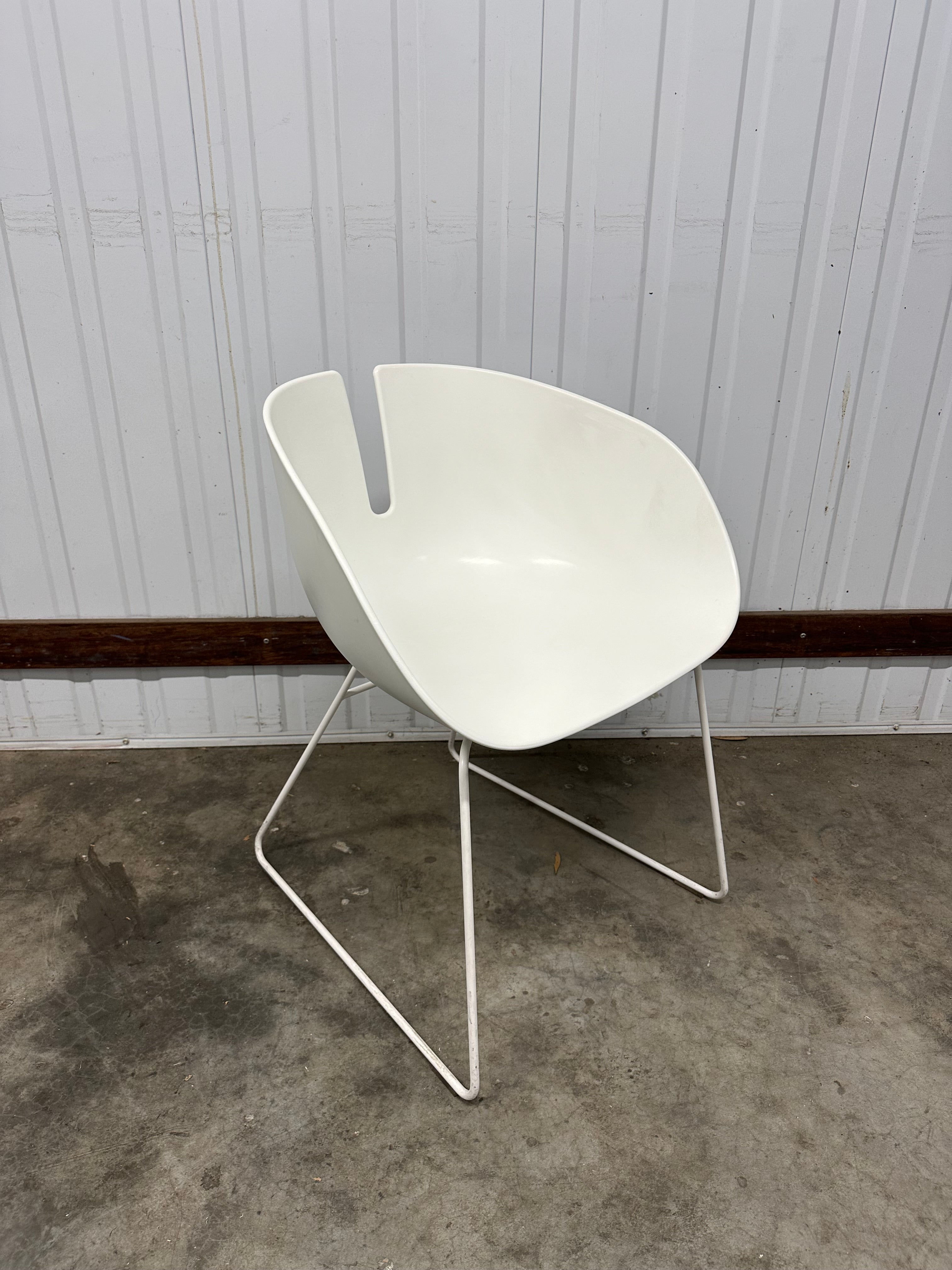 Moroso Fjord H Armchair - White with Satin Stainless Steel Base