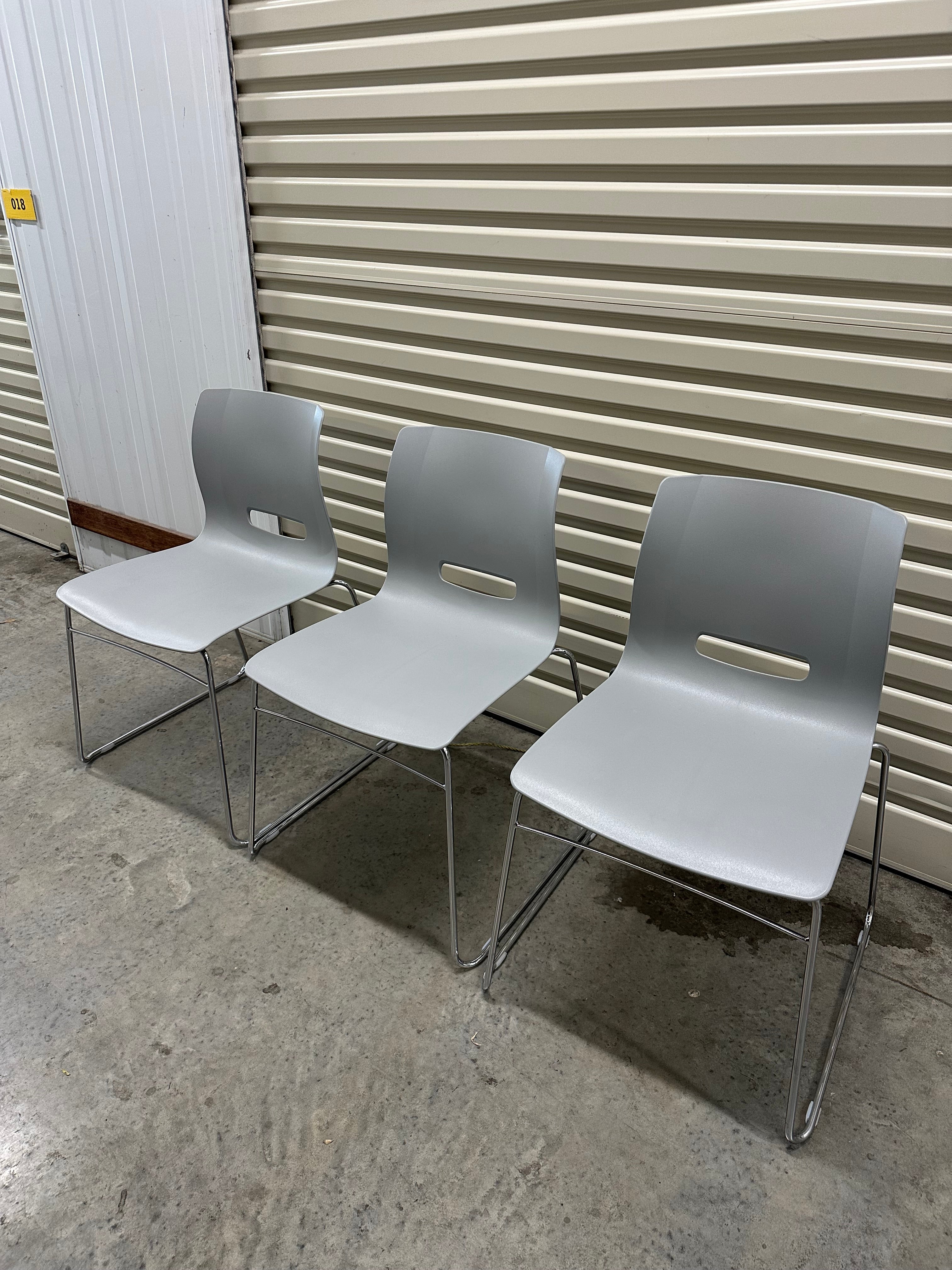 Casper Chair by Allermuir – Grey Plastic with Chrome Sled Base