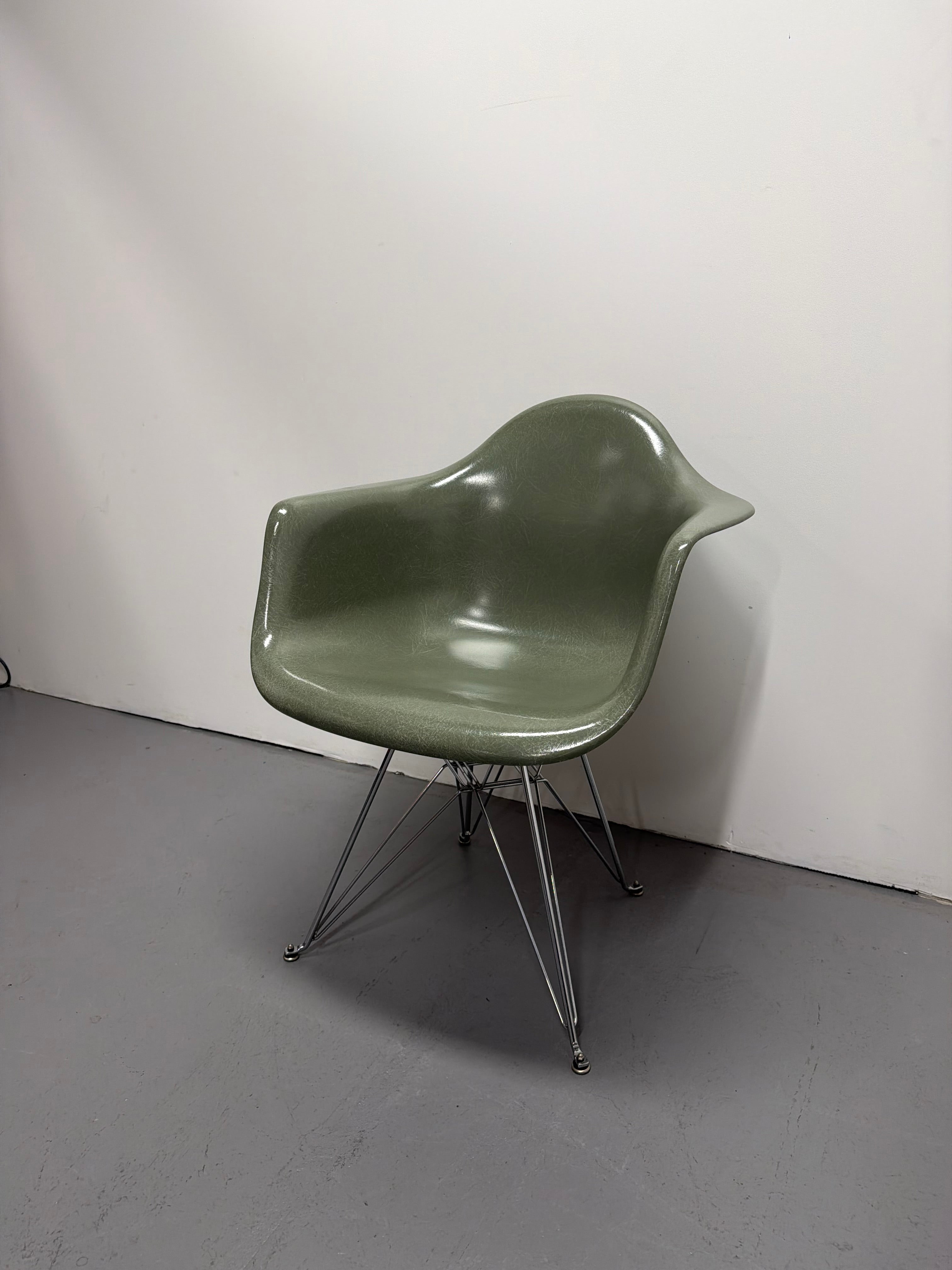 Modernica Fibreglass Arm Shell Chair Eames style | Sage Green