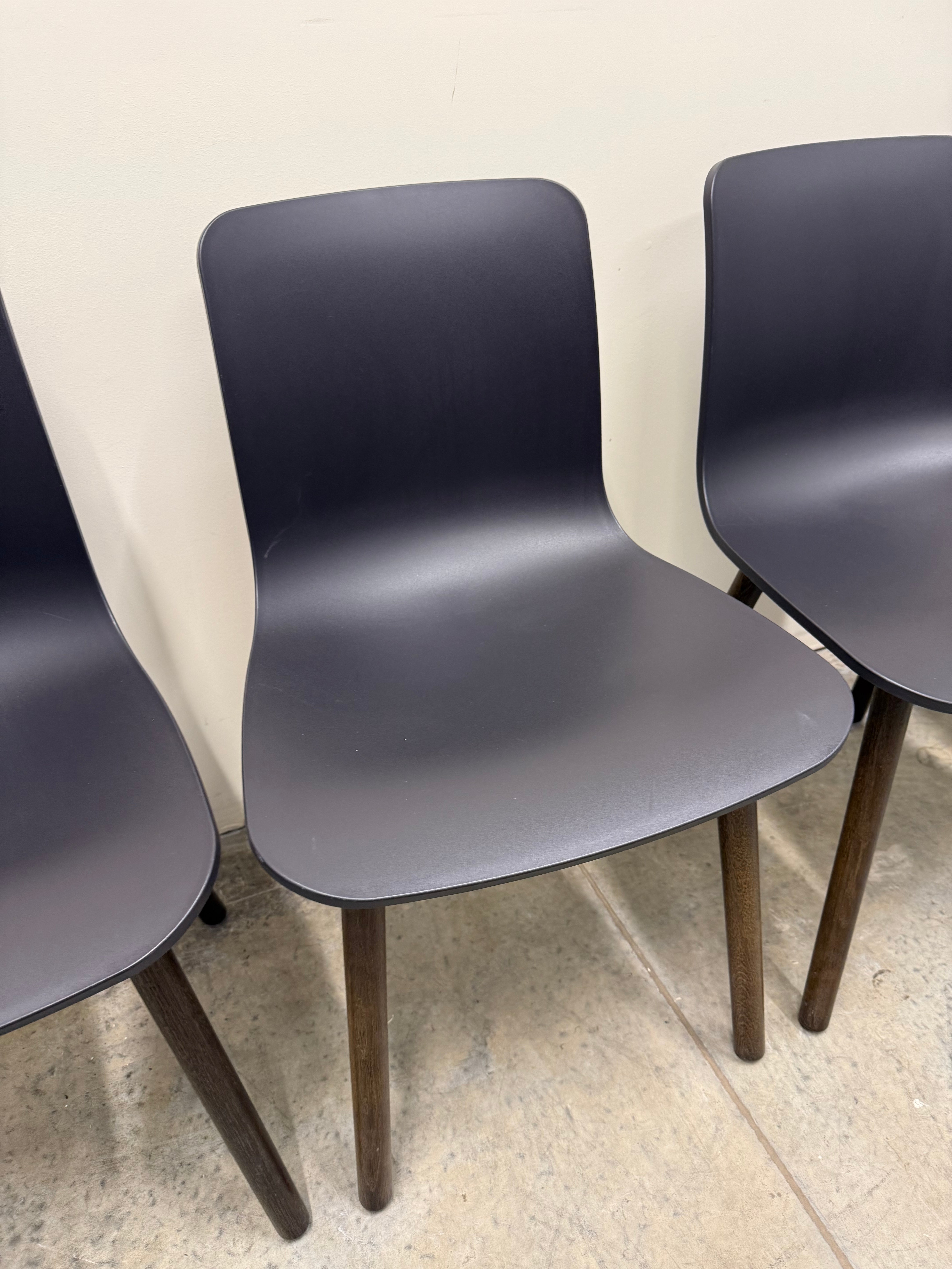 Vitra HAL Wood Chair by Jasper Morrison – Black Seat with Dark Oak Legs