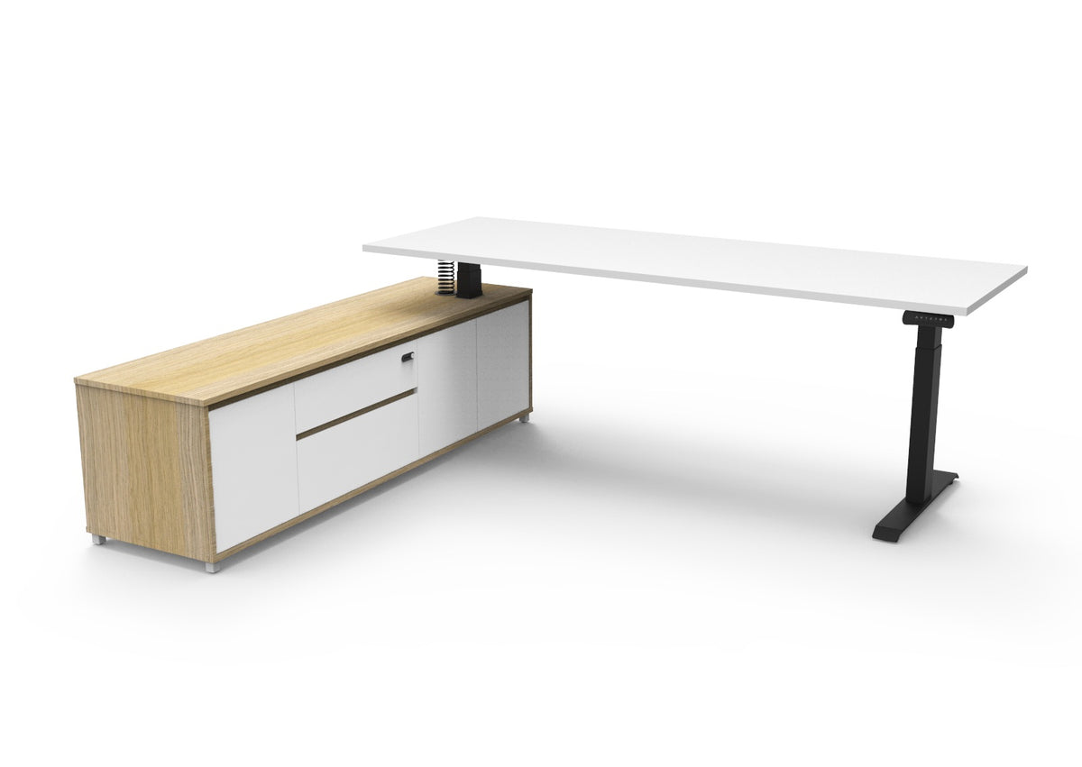 Executive Sit-Stand Desk with Storage Cabinet – new