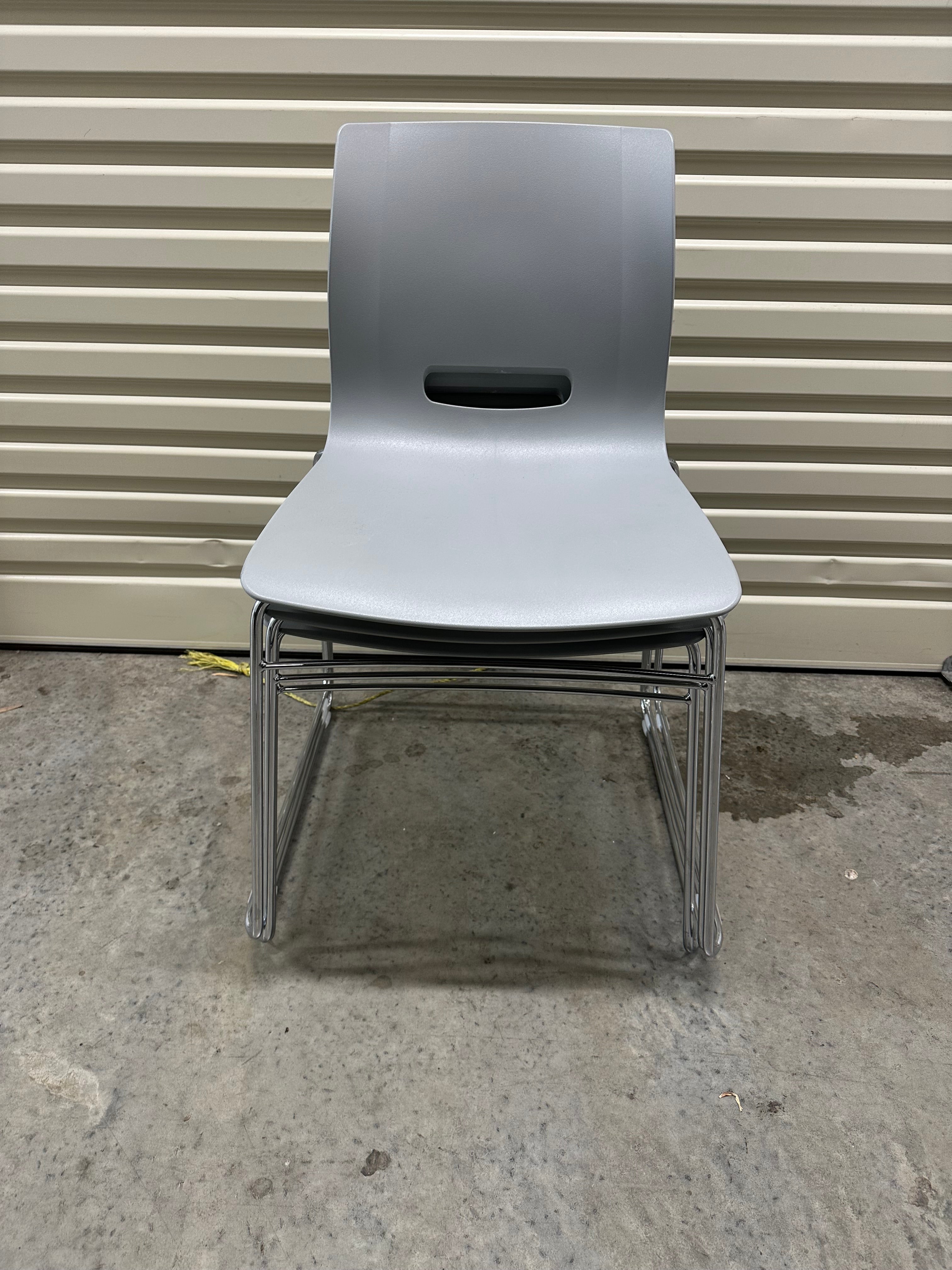 Casper Chair by Allermuir – Grey Plastic with Chrome Sled Base