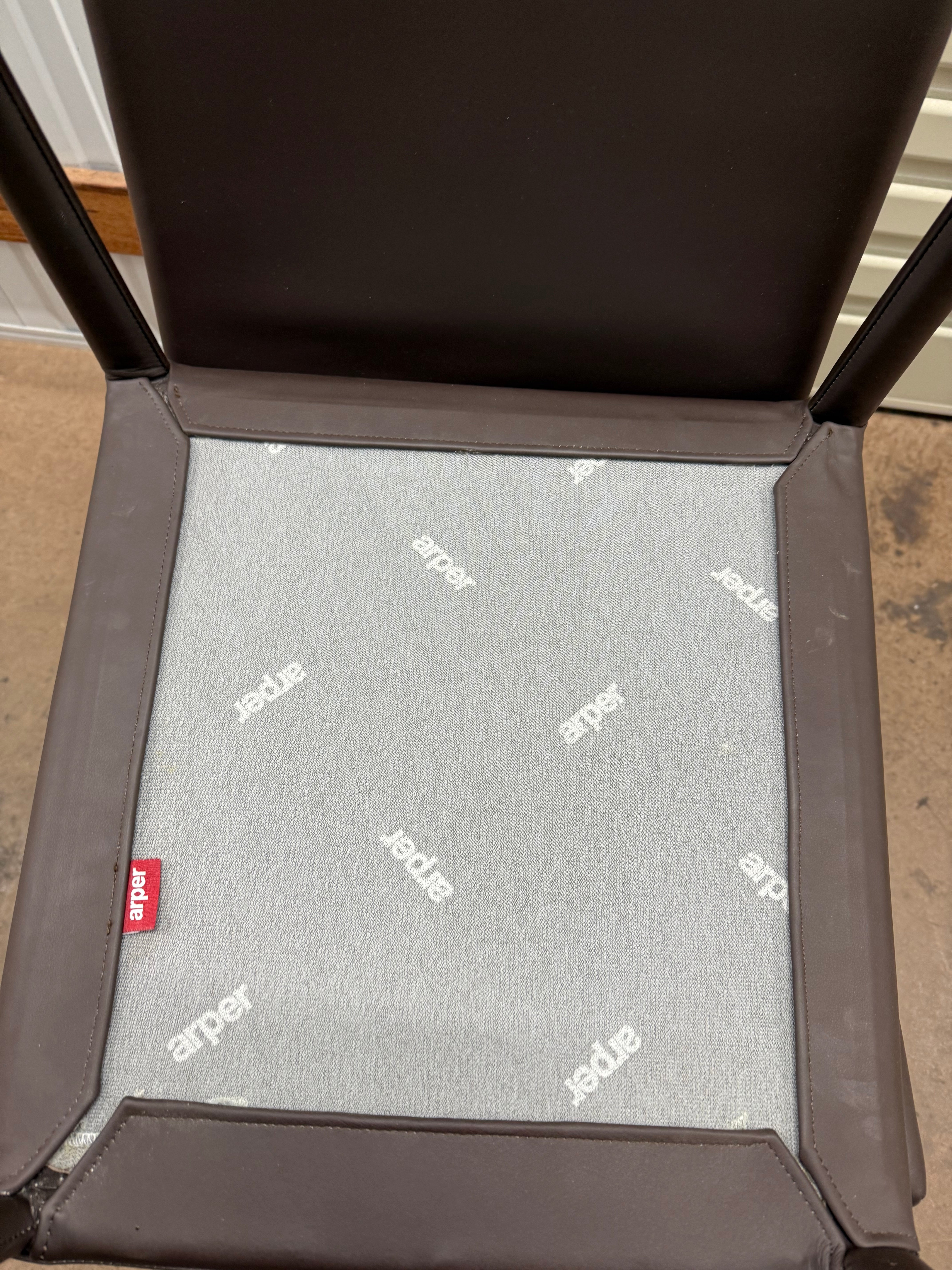 Arper Norma Dining Chair – Brown Leather Upholstered