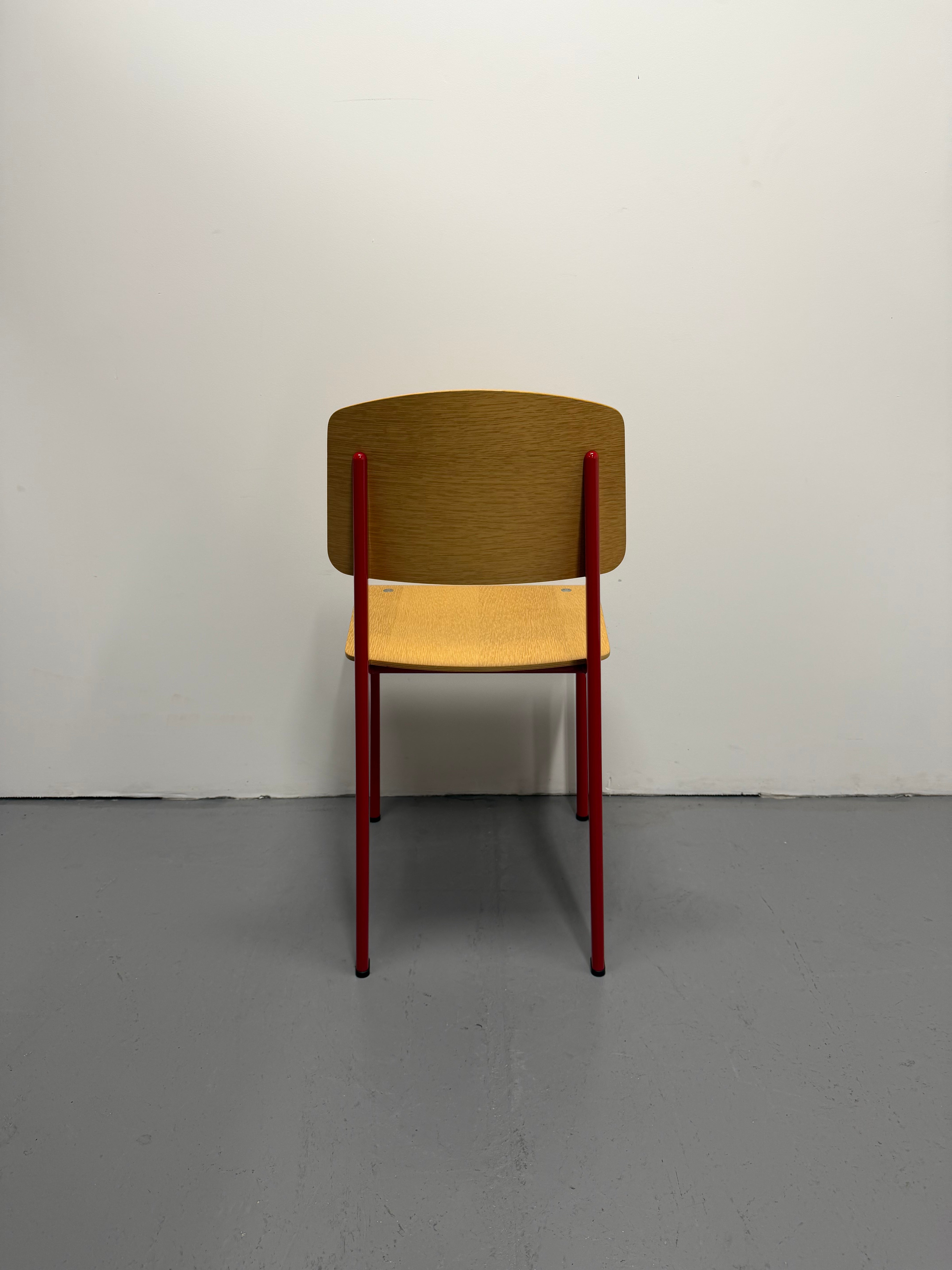 Jean Prouvé Standard Chair for Vitra – Natural Oak, Japanese Red