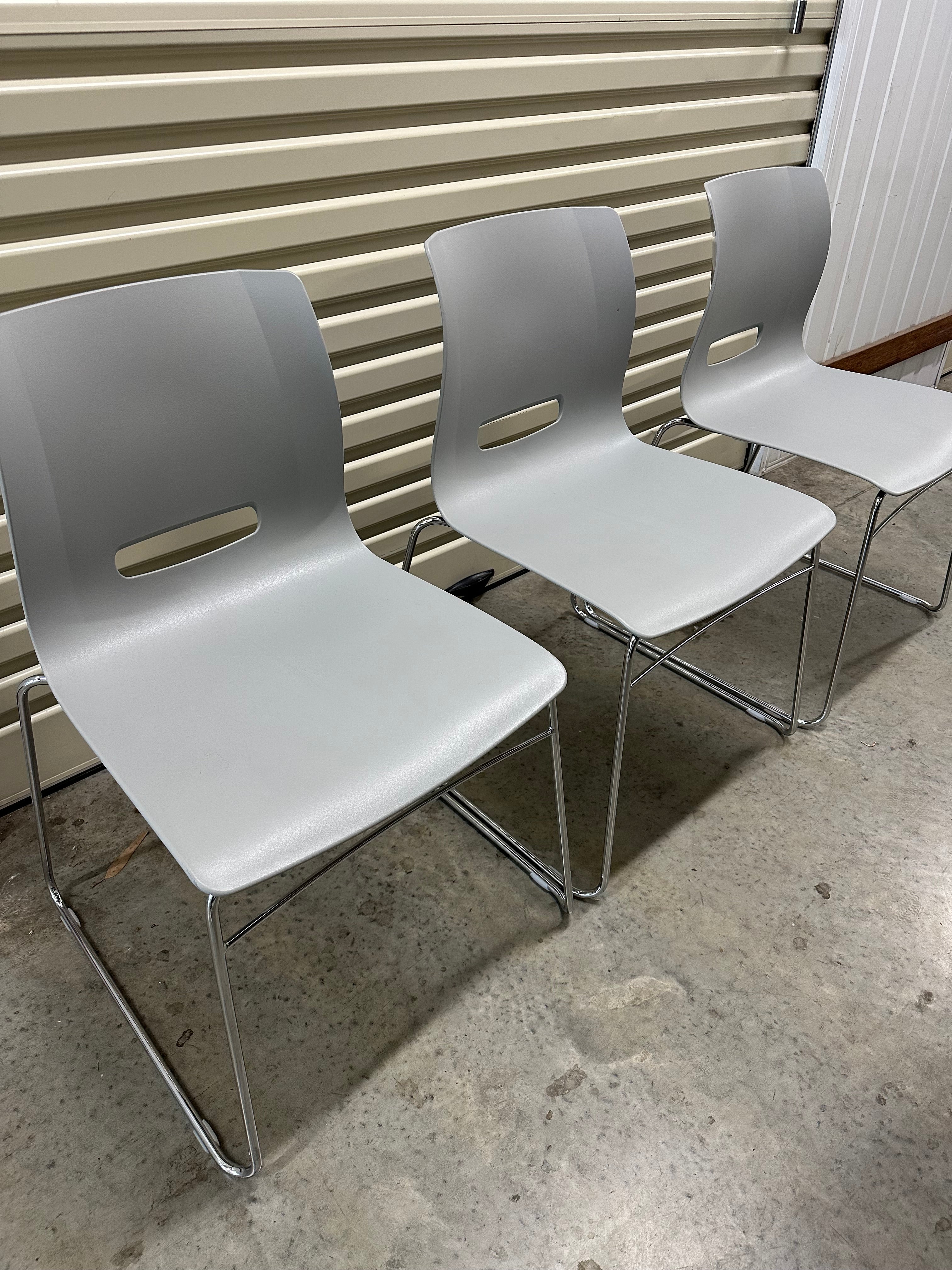 Casper Chair by Allermuir – Grey Plastic with Chrome Sled Base