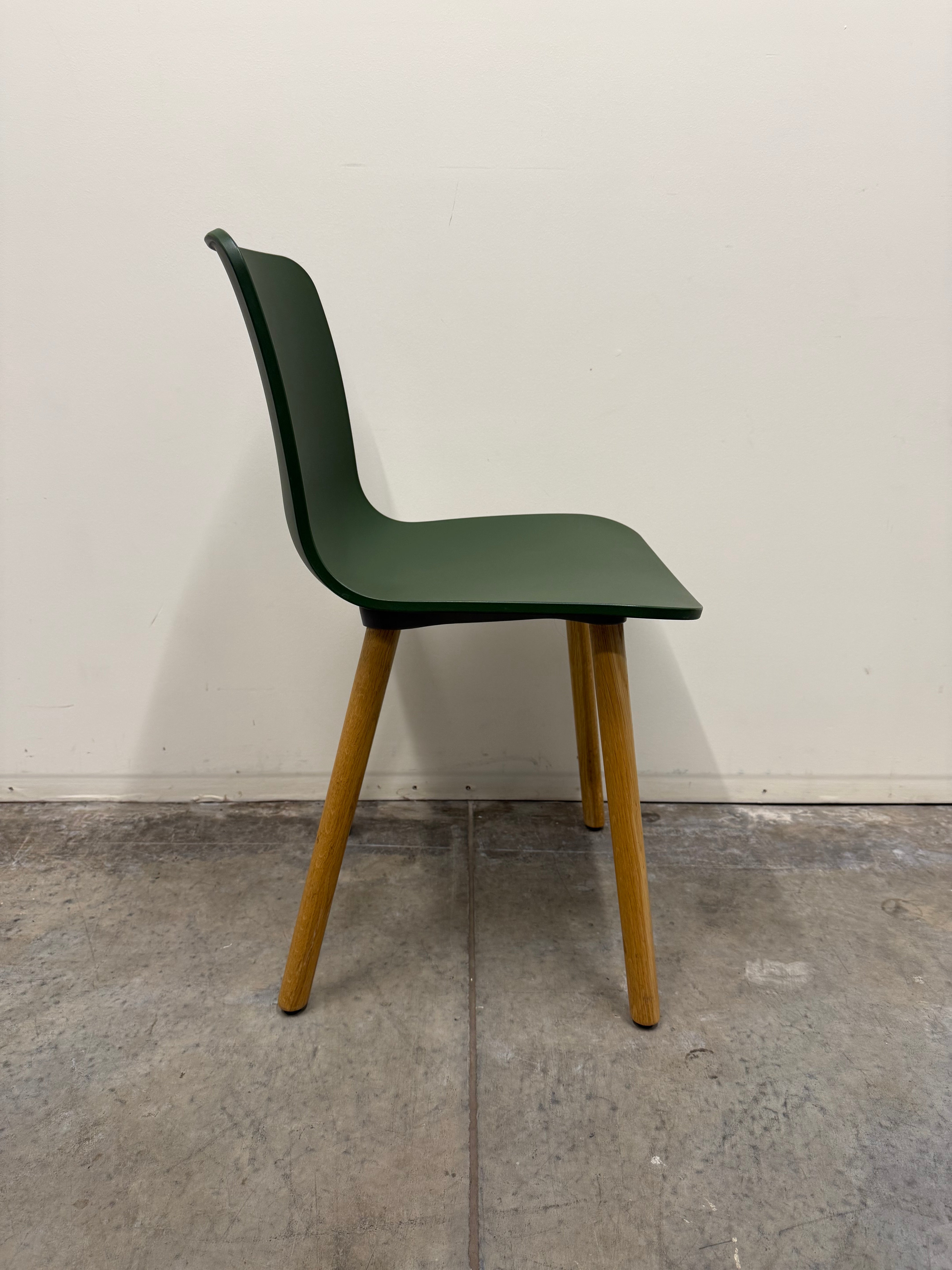 Vitra HAL Wood Chair – Forest Green Seat with Oak Legs by Jasper Morrison