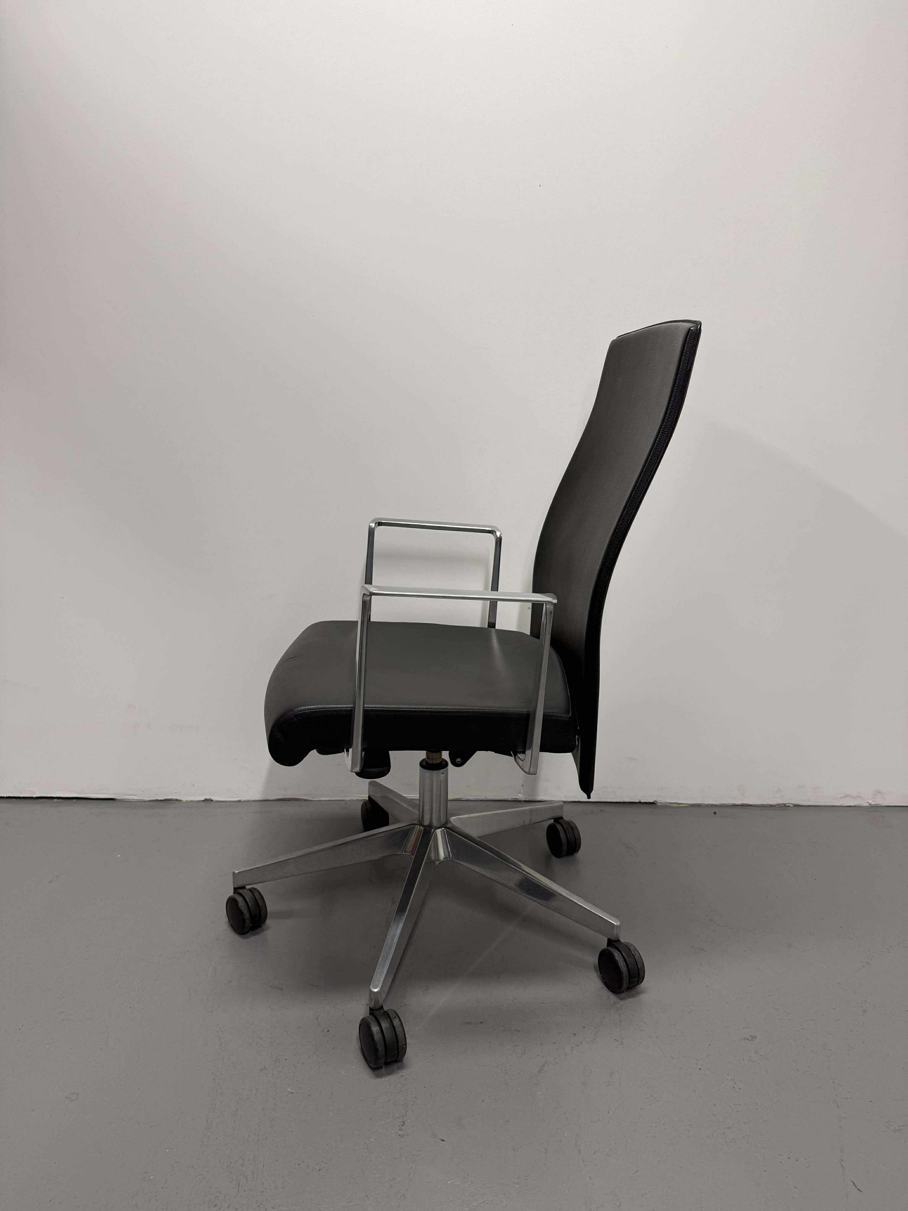 Boardroom Chair - Black Leather & Chrome Base