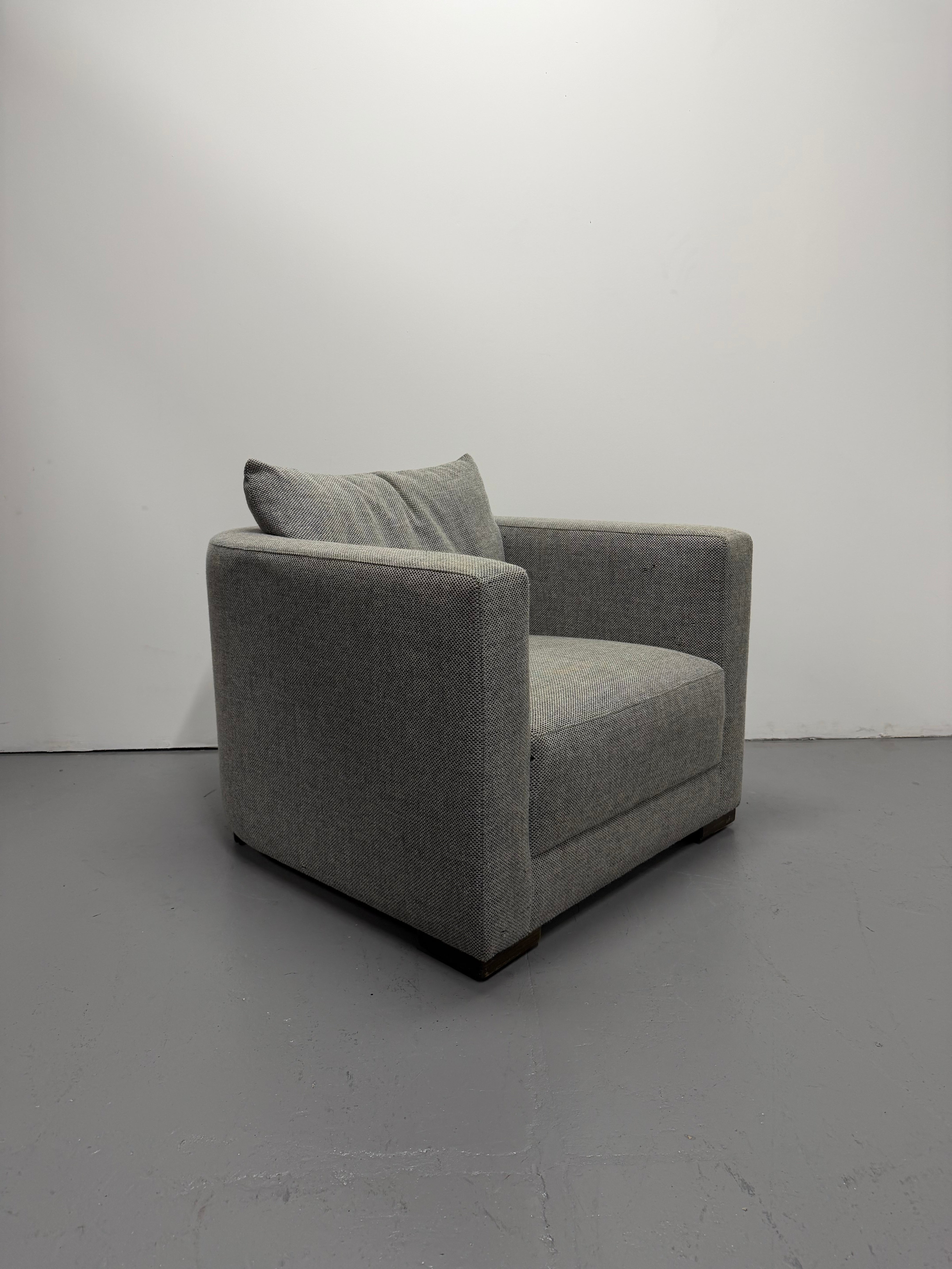Jardan Oscar Tub Arm Chair – Grey Fabric Upholstery