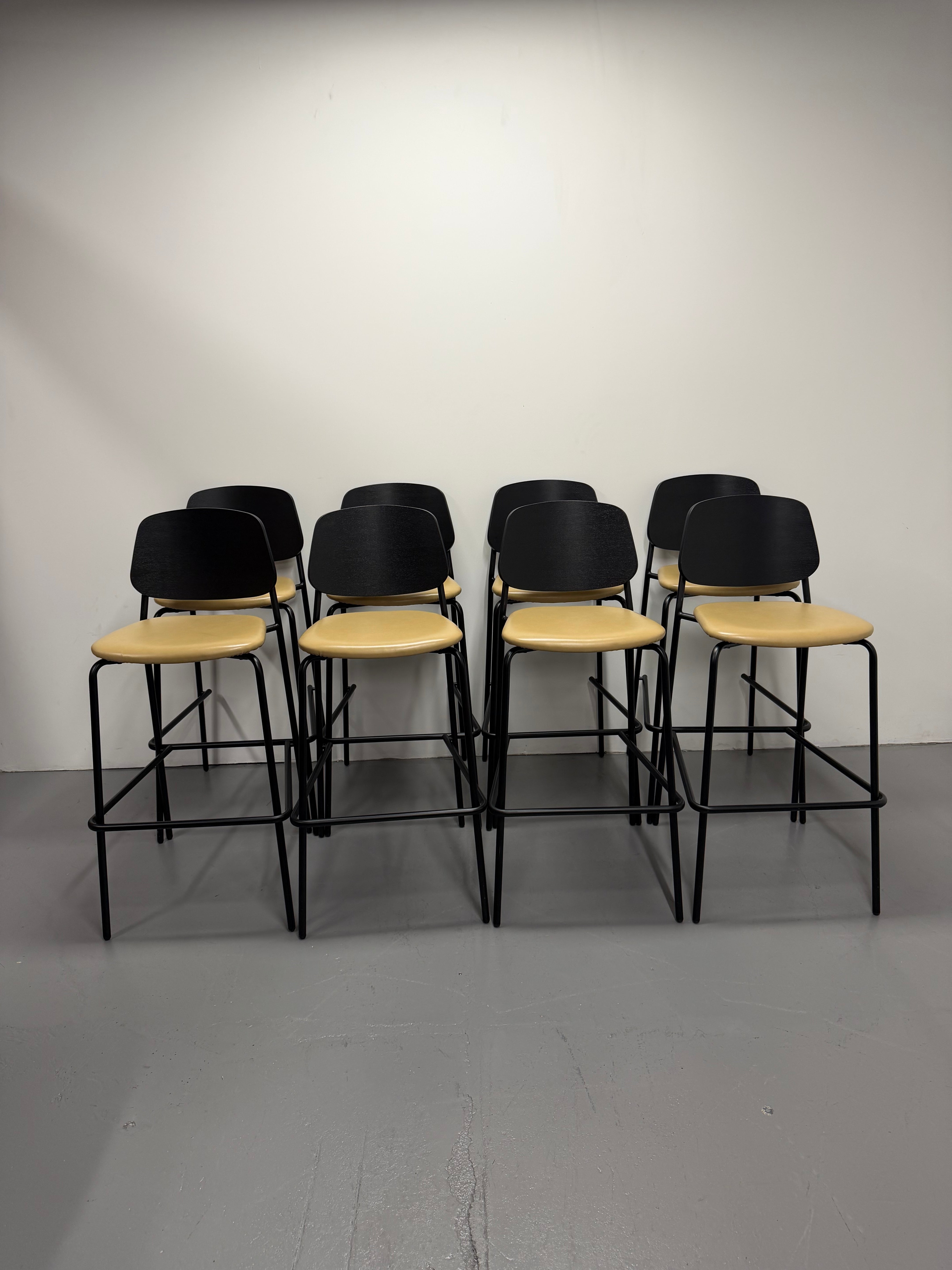 Platform Barstool by m.a.d – Tan Upholstered Seat