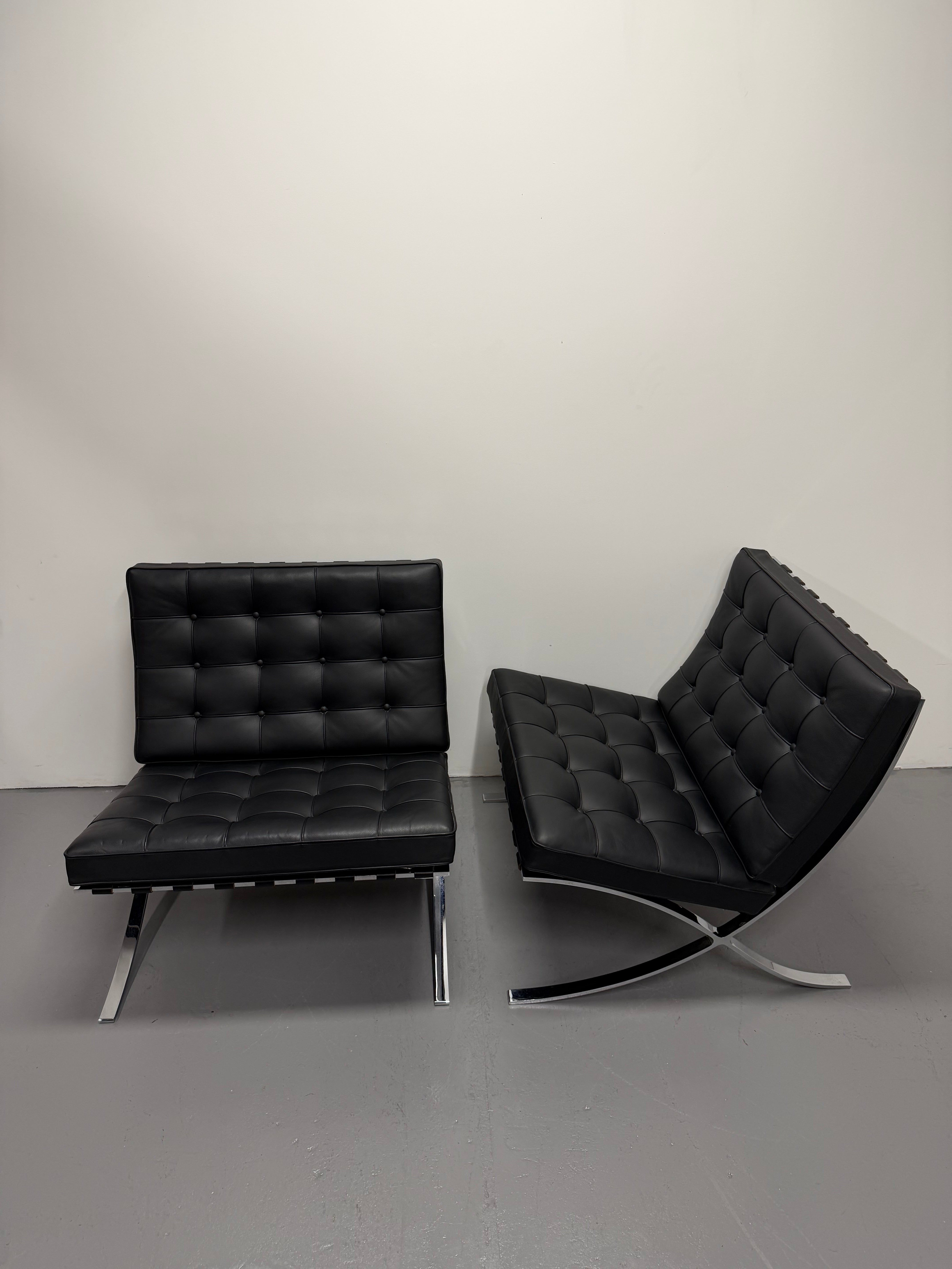 Original Knoll Barcelona Lounge Chair – Chrome Frame, Black Leather