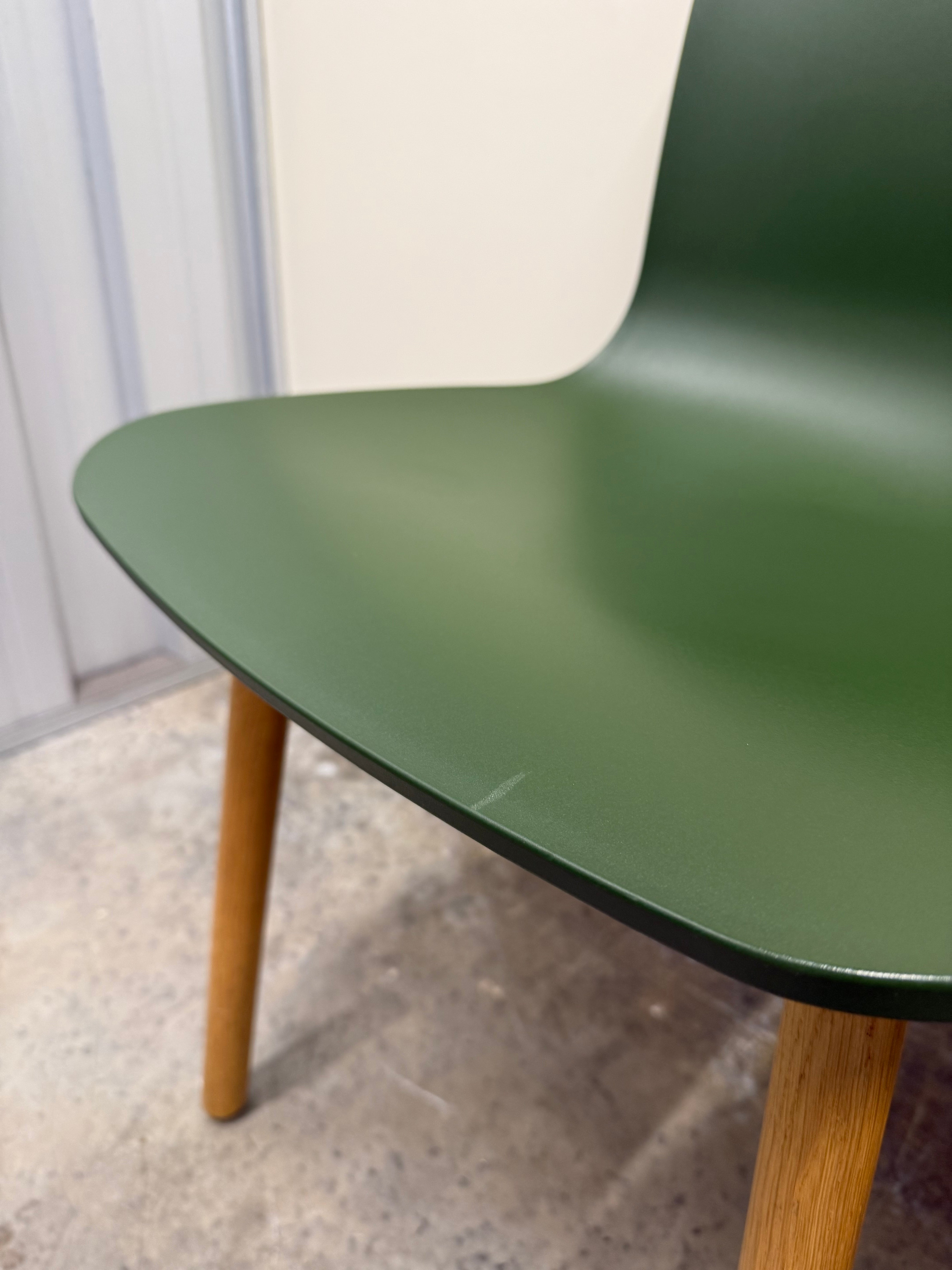 Vitra HAL Wood Chair – Forest Green Seat with Oak Legs by Jasper Morrison