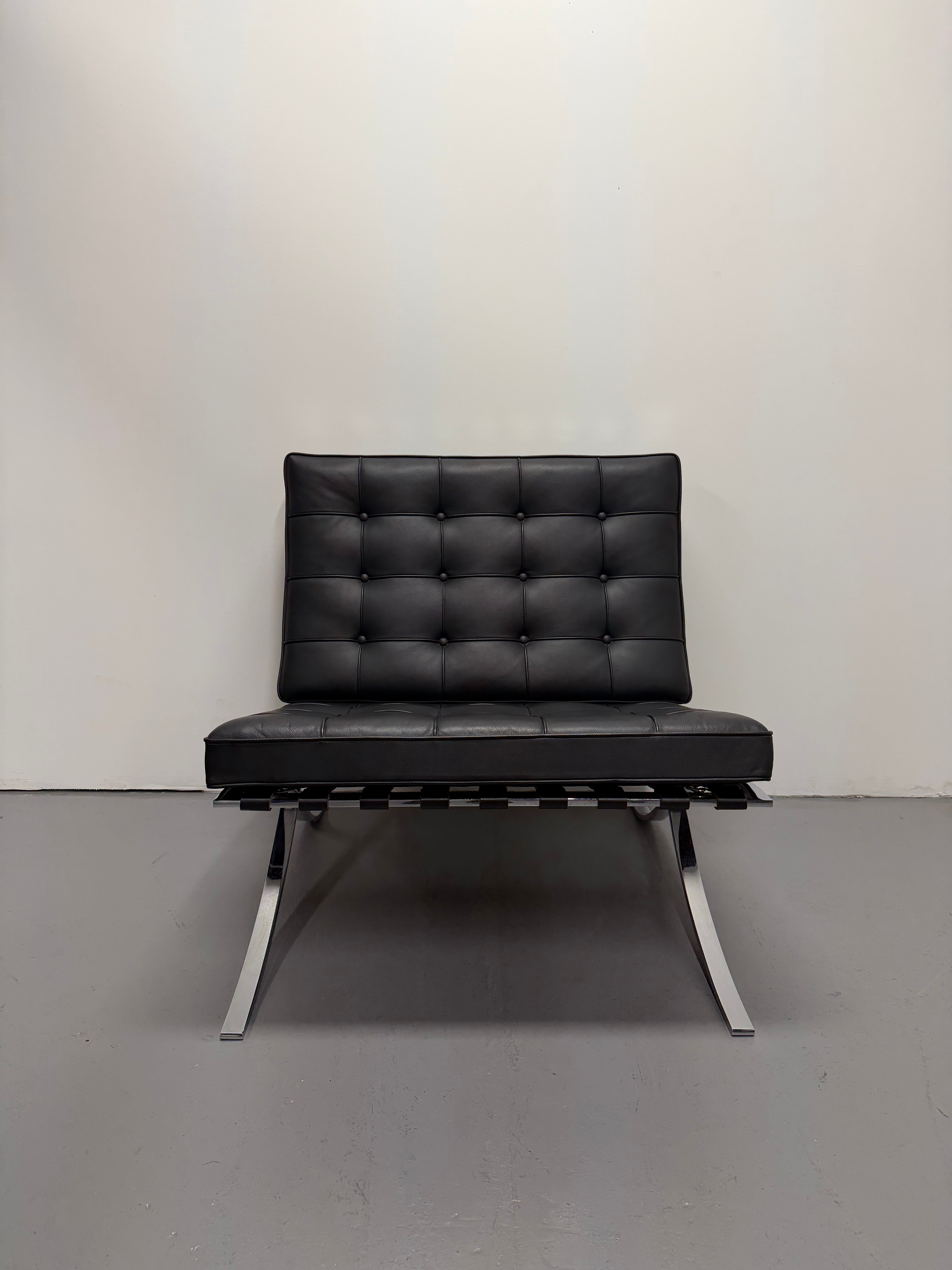 Original Knoll Barcelona Lounge Chair – Chrome Frame, Black Leather