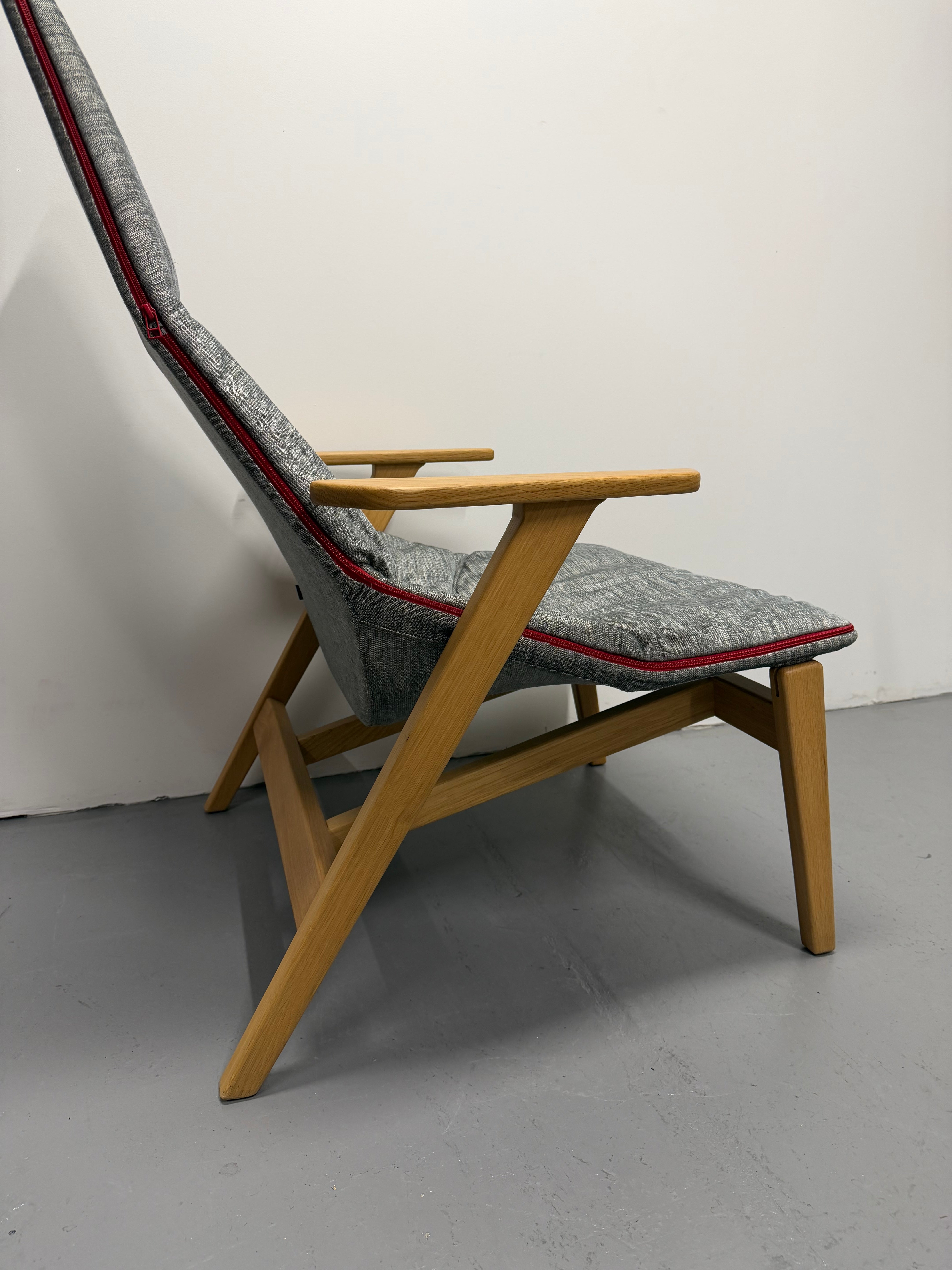 Viccarbe Ace Lounge Chair – Oak Frame with Grey Upholstered Seat | Ex-Showroom