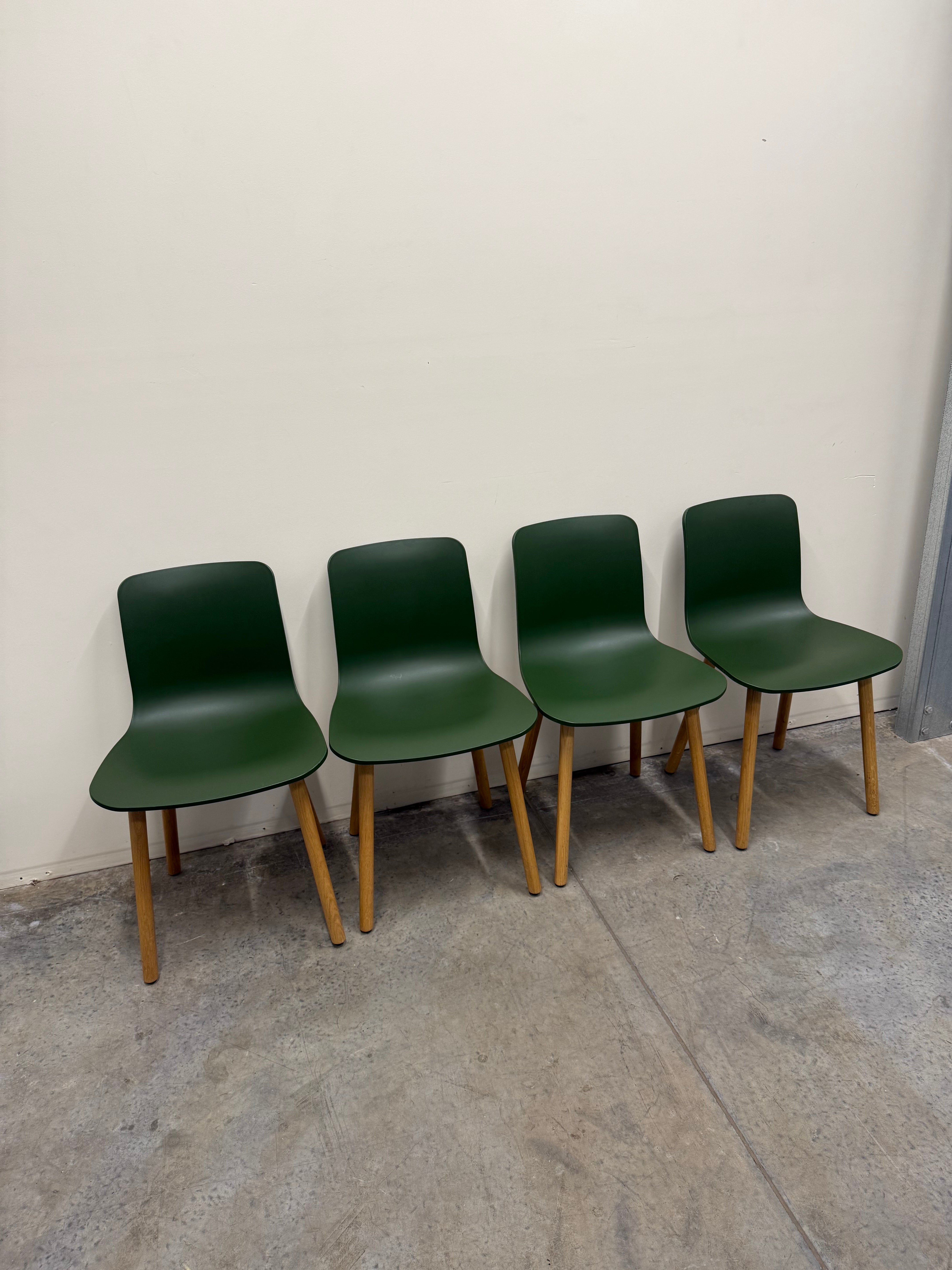 Vitra HAL Wood Chair – Forest Green Seat with Oak Legs by Jasper Morrison