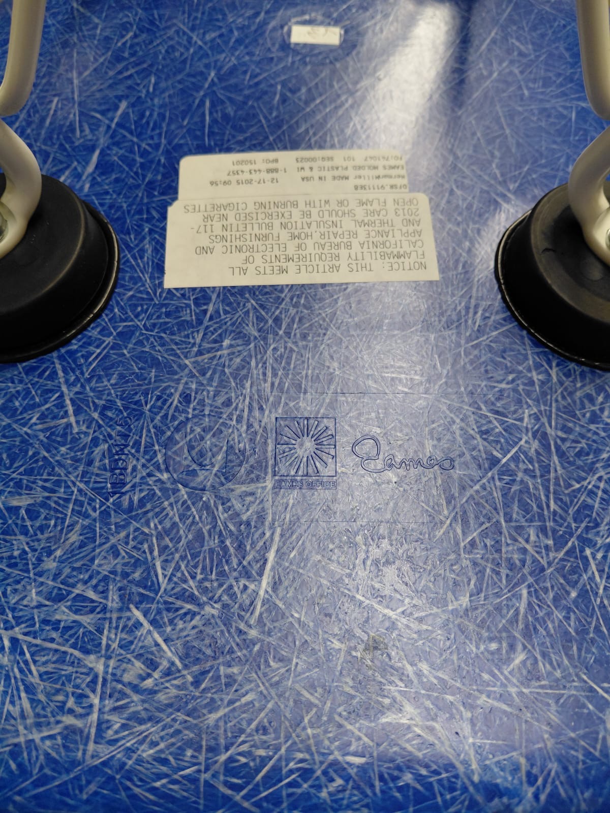 Authentic Herman Miller Eames Molded Fiberglass Side Chair – Ultramarine Blue / White Wire Base