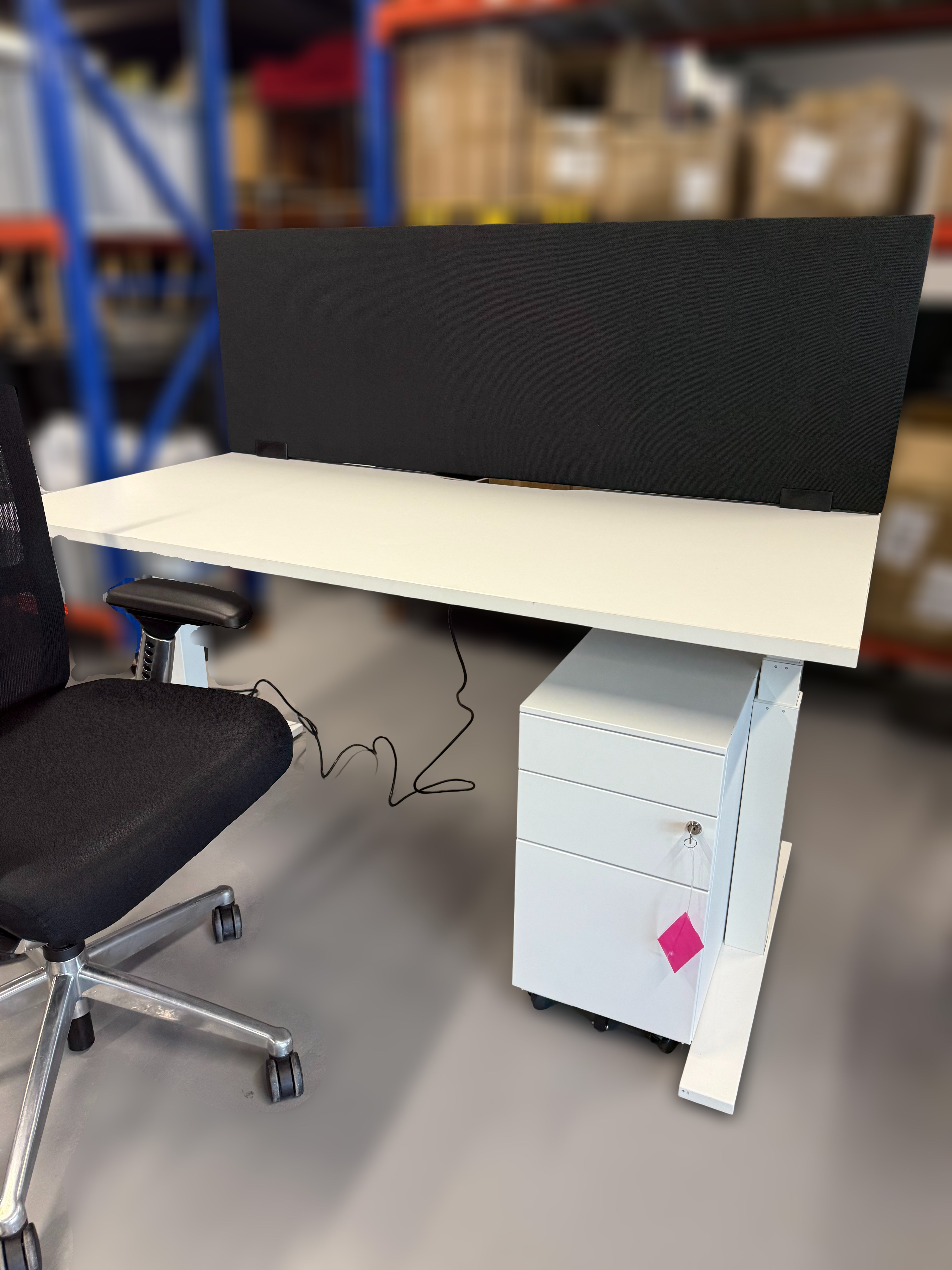 Commercial Grade Sit Stand Desk – White Electric Height Adjustable