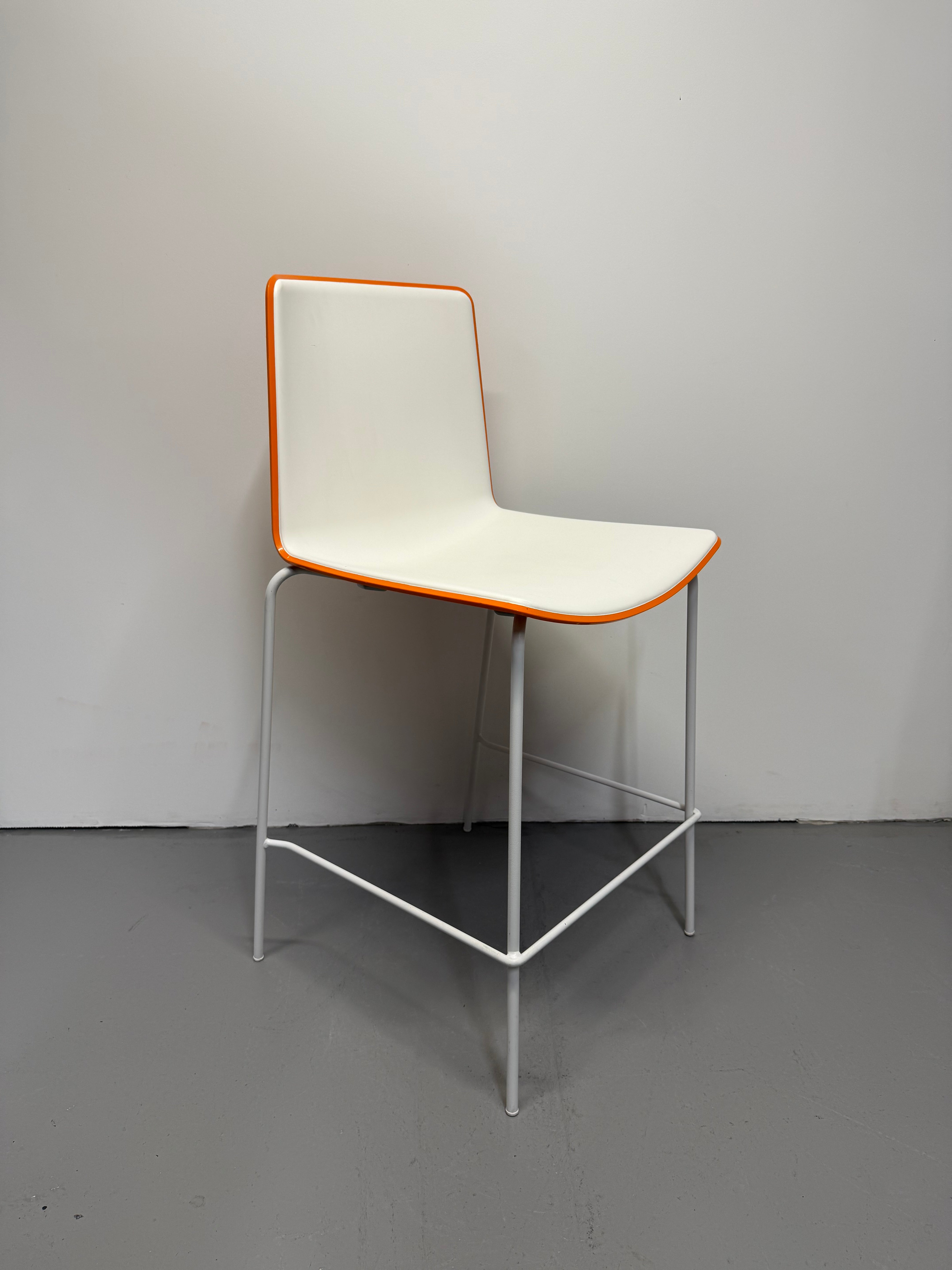 Pedrali Tweet Barstool - Orange & White with White Frame