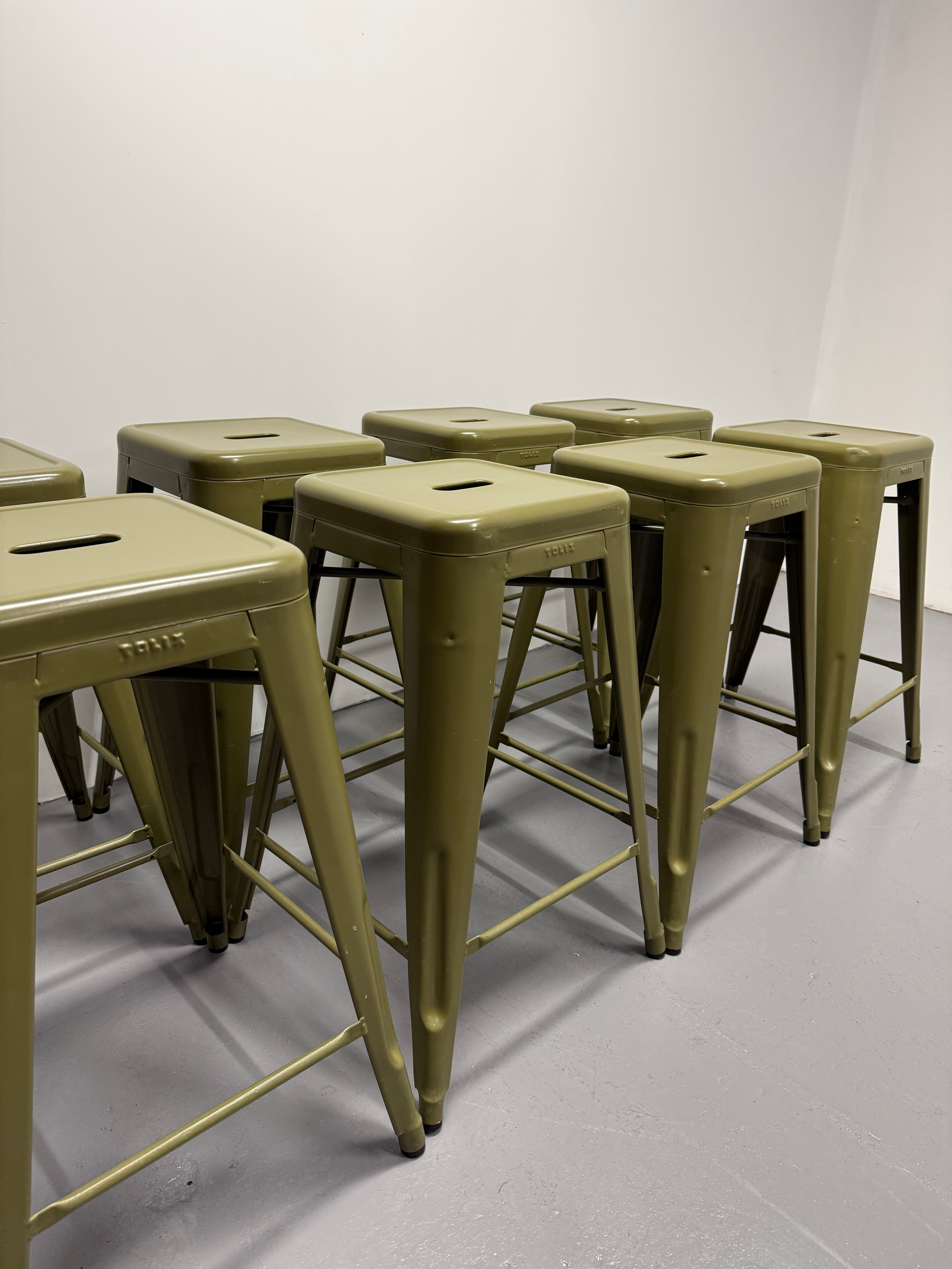 Tolix H75 Bar Stool by Xavier Pauchard – Olive Green