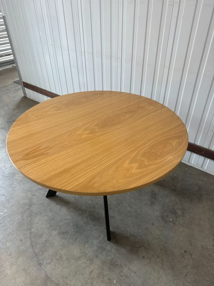 Premium Round Timber Table with Powder-Coated Legs – Ideal for Home or Office Spaces