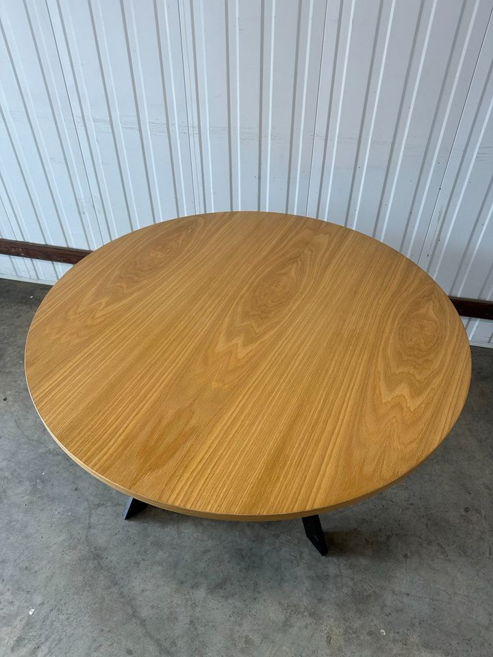 Premium Round Timber Table with Powder-Coated Legs – Ideal for Home or Office Spaces