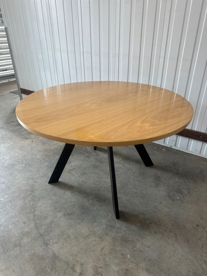 Premium Round Timber Table with Powder-Coated Legs – Ideal for Home or Office Spaces