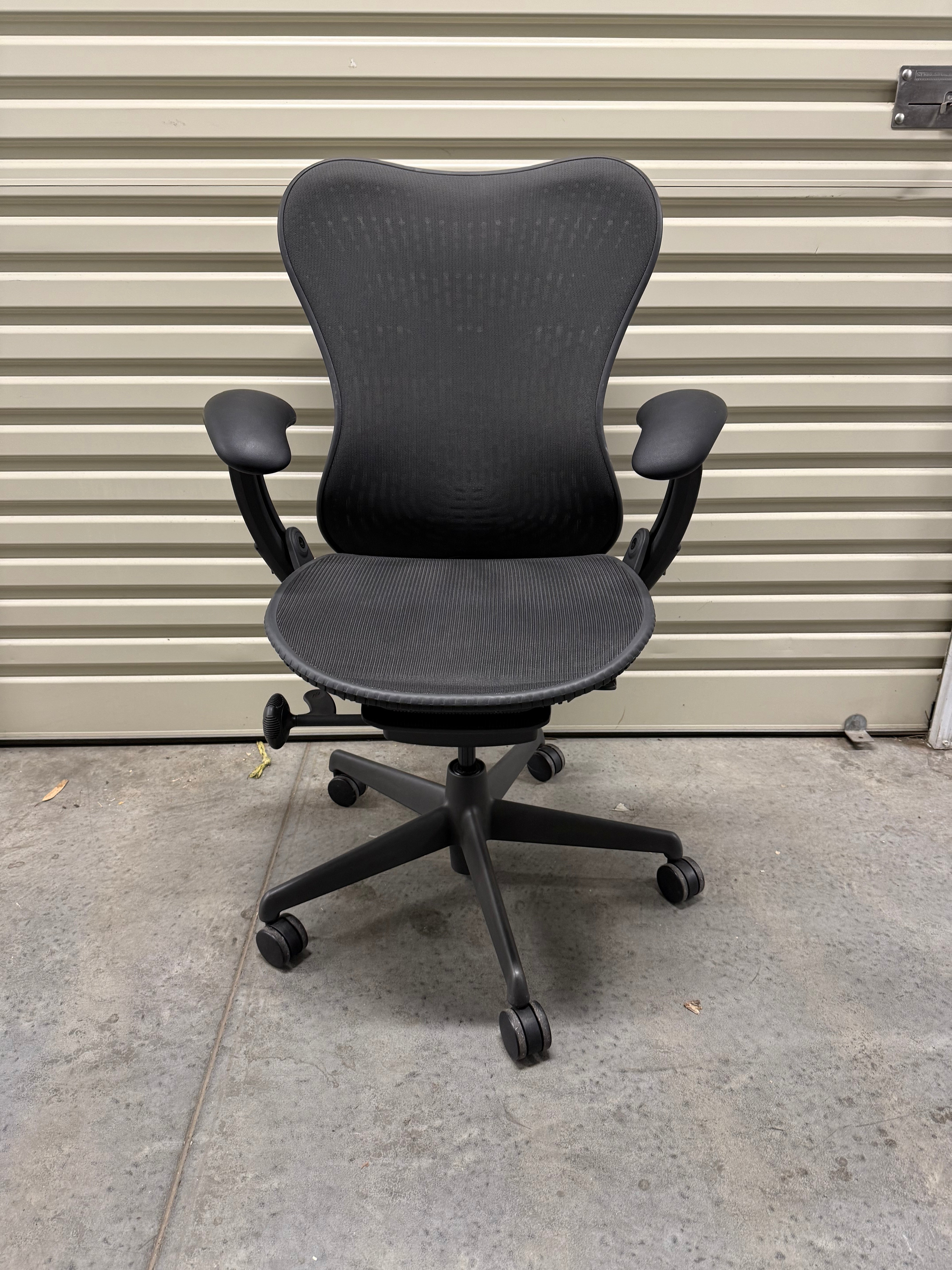 Herman Miller Mirra Office Chair with Armrest, Butterfly Back- Black/Black