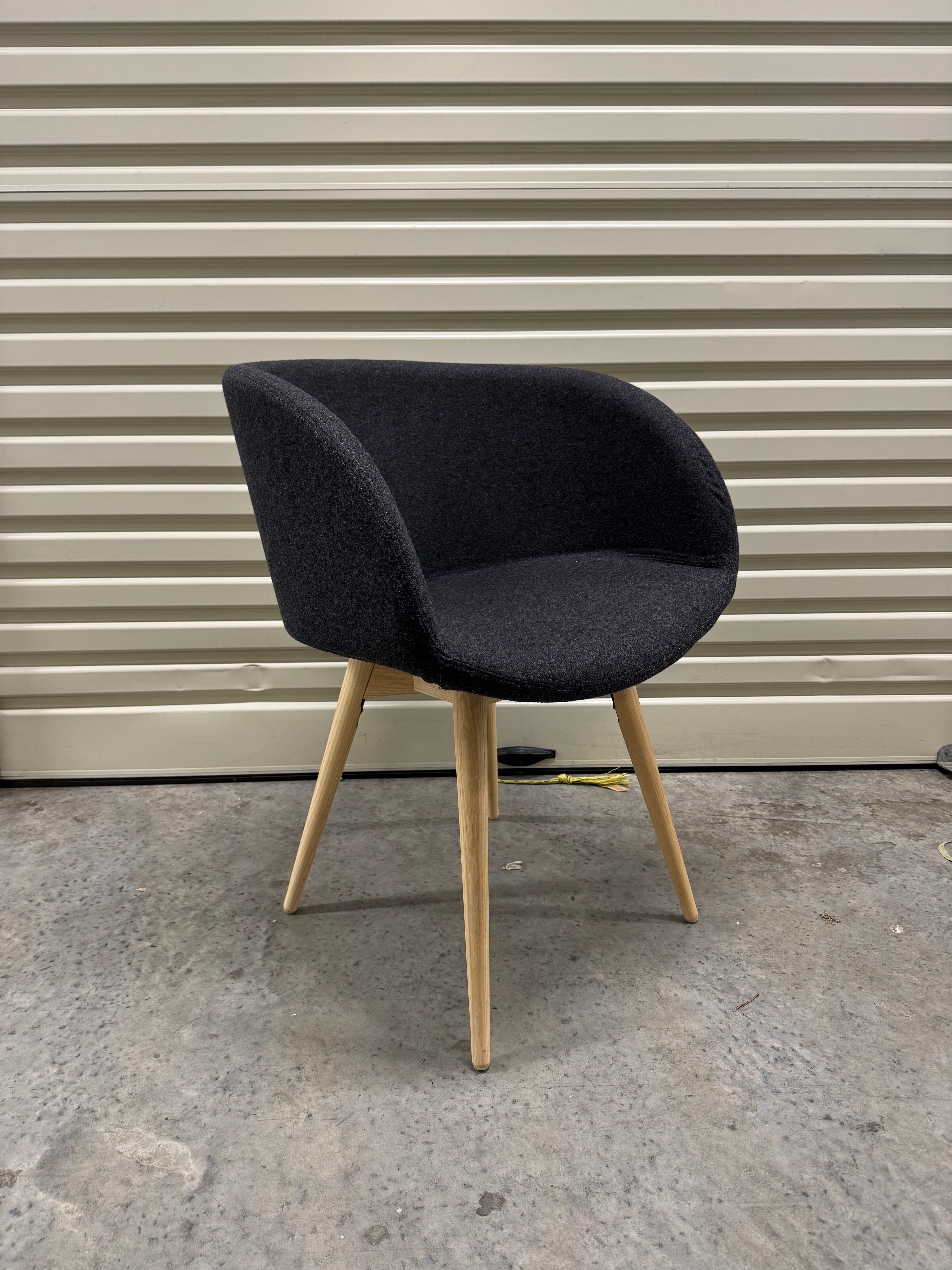 Sonny Tub Chair – Charcoal Wool Fabric with Oak Legs