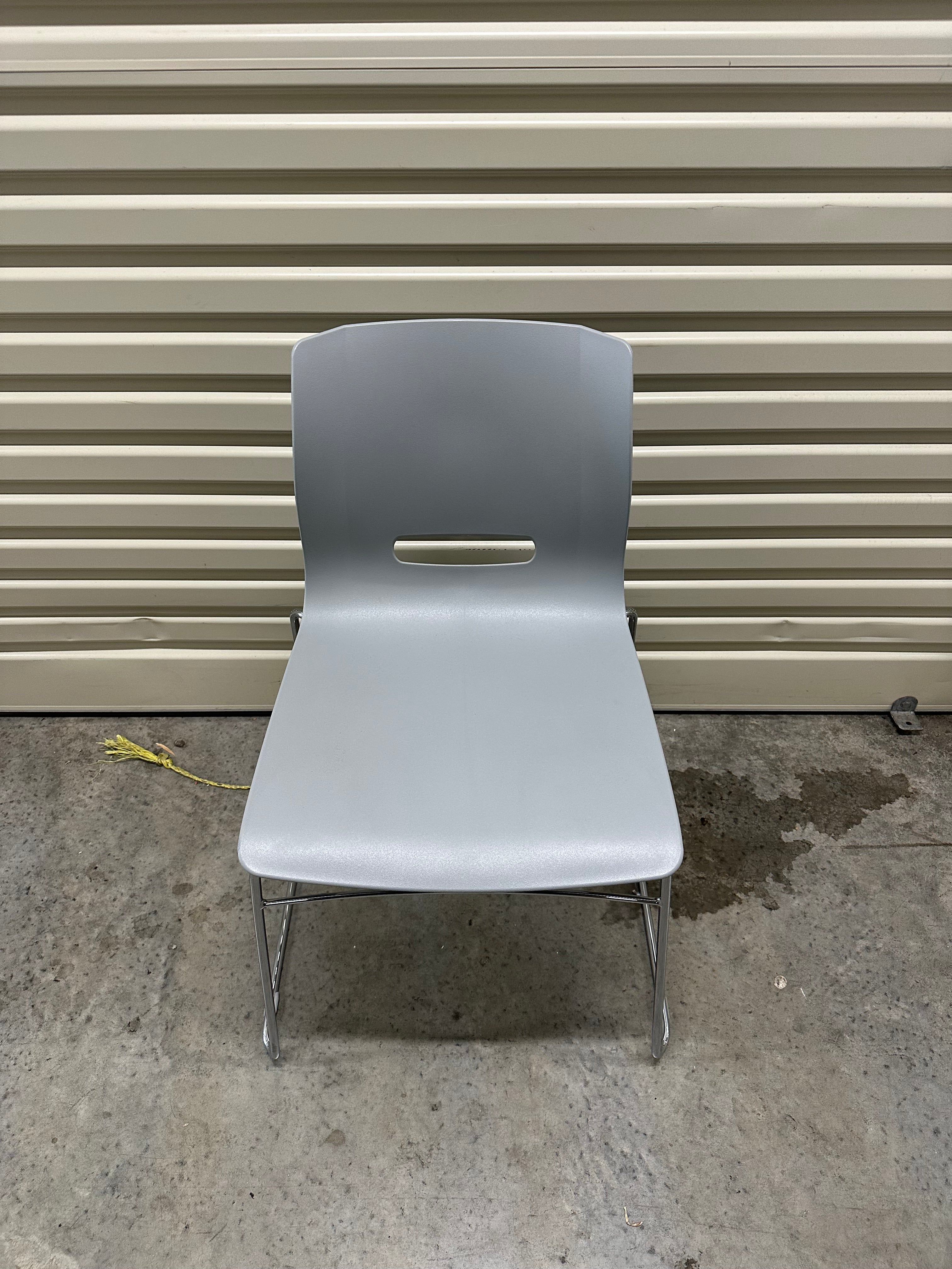 Casper Chair by Allermuir – Grey Plastic with Chrome Sled Base