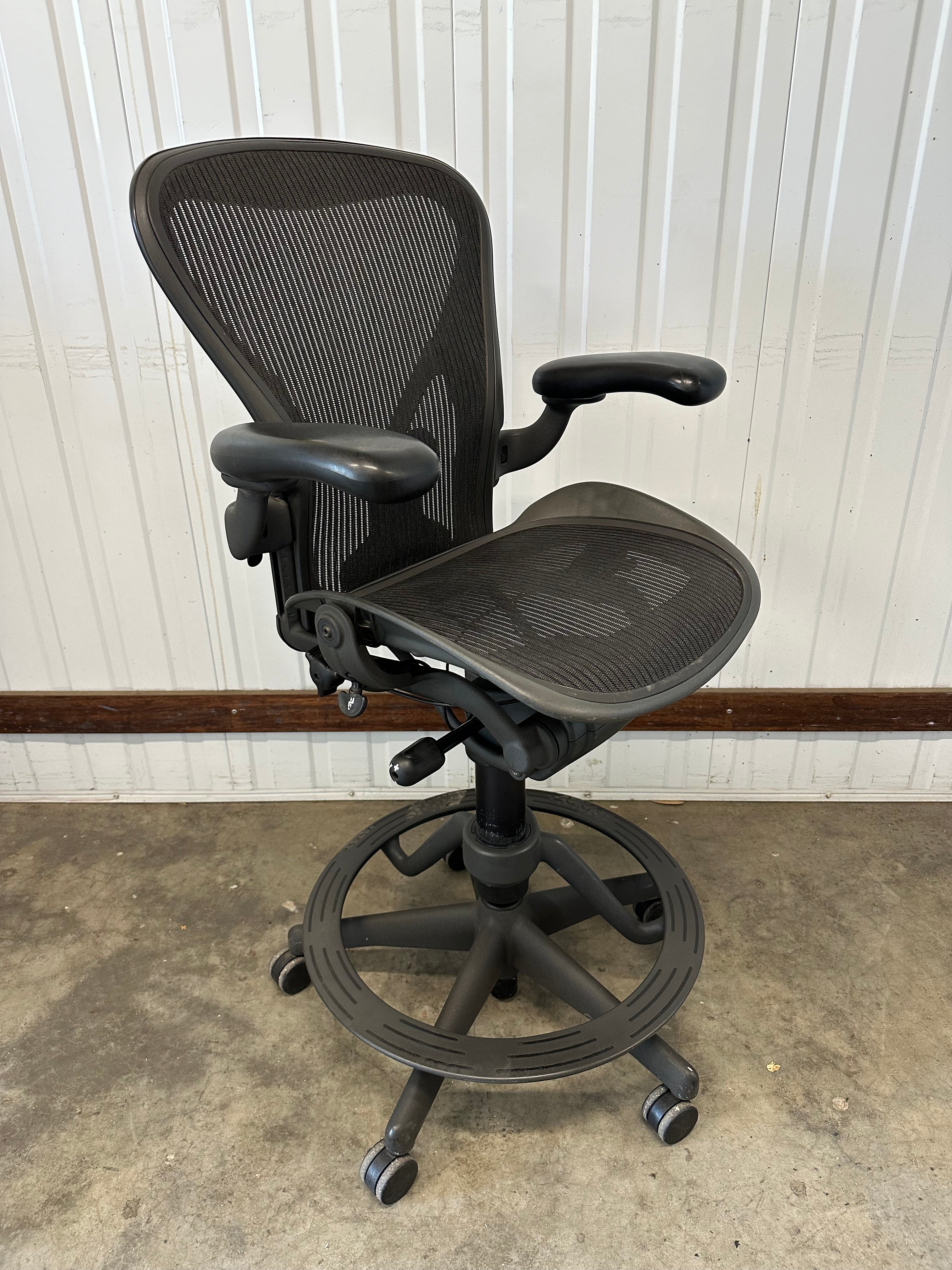 Herman Miller Aeron High drafting stool chair with Posture Fit - Size B