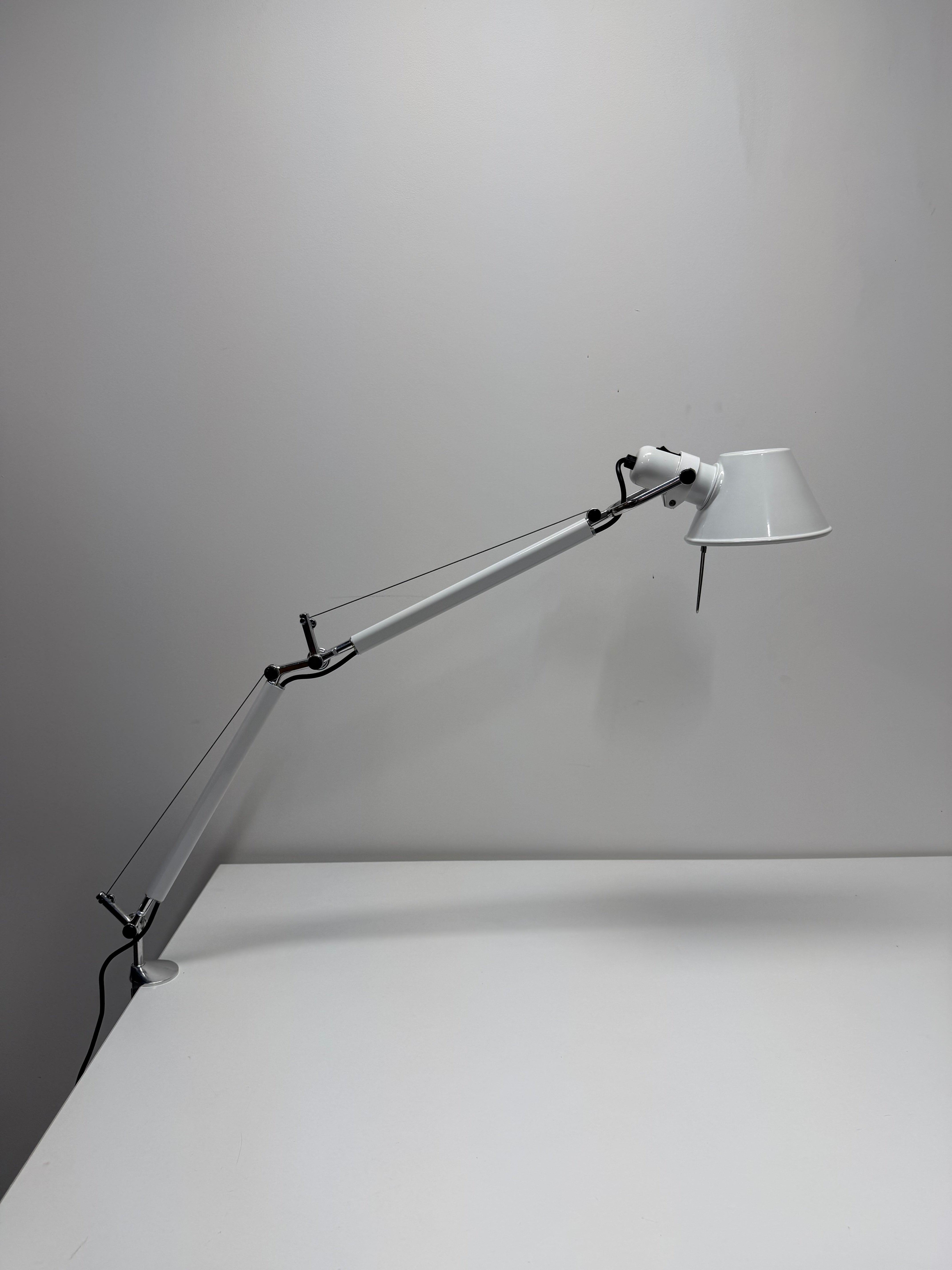 Artemide Tolomeo Mini Desk Lamp White - Clamp Mount | De Lucchi & Fassina
