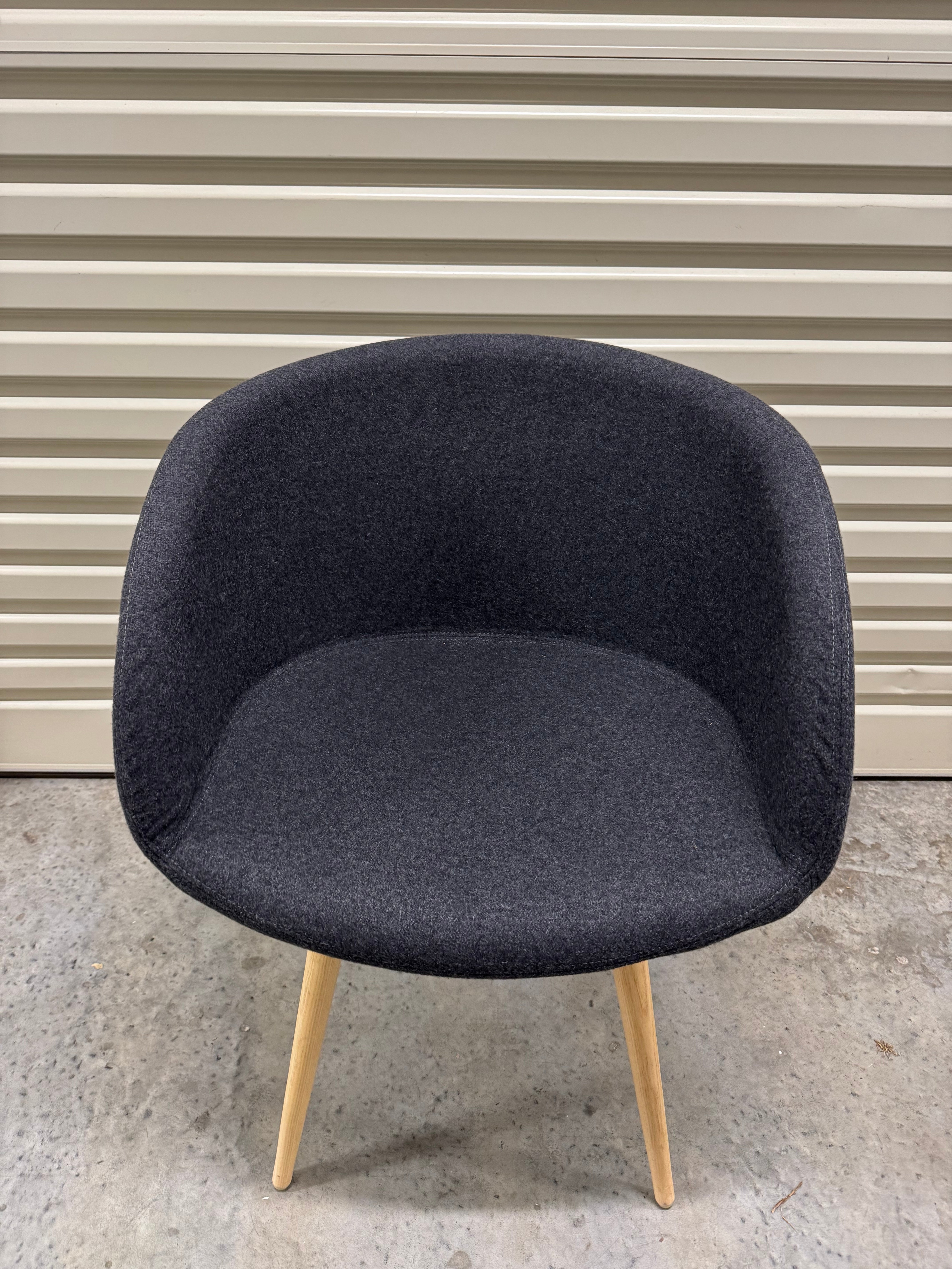 Sonny Tub Chair – Charcoal Wool Fabric with Oak Legs