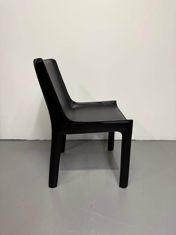 Globe West Leather Carlo Dining Chair - Jet Black