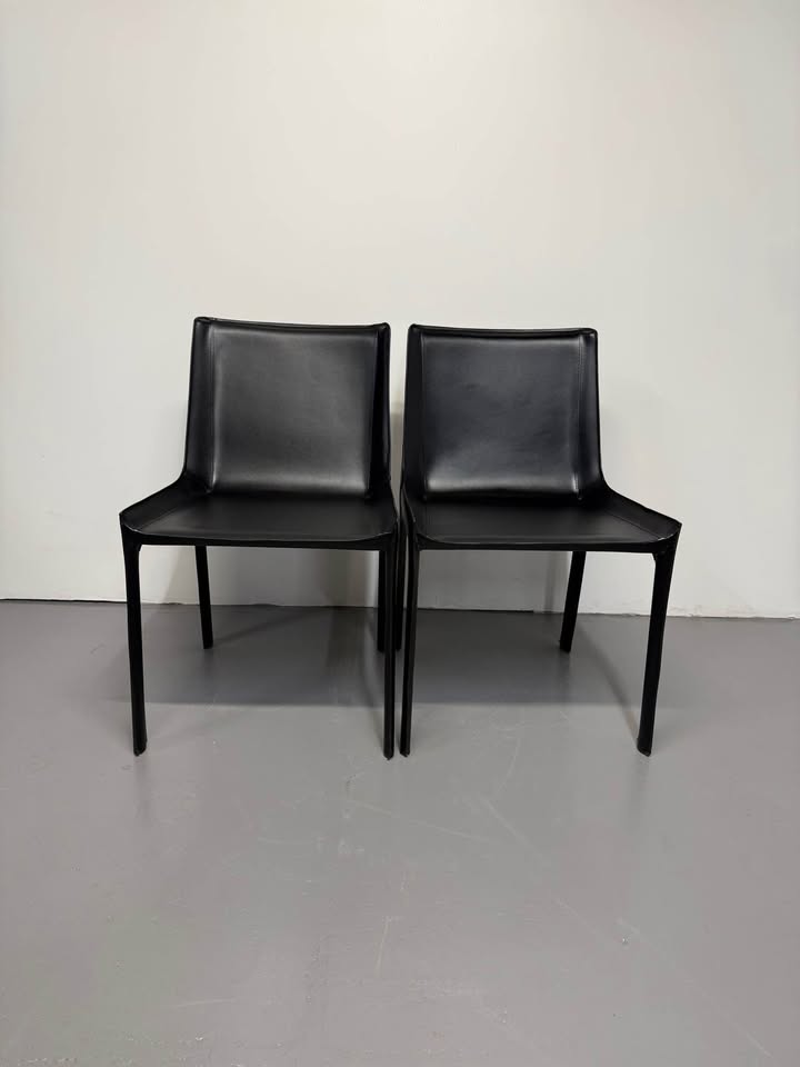 Globe West Leather Carlo Dining Chair - Jet Black