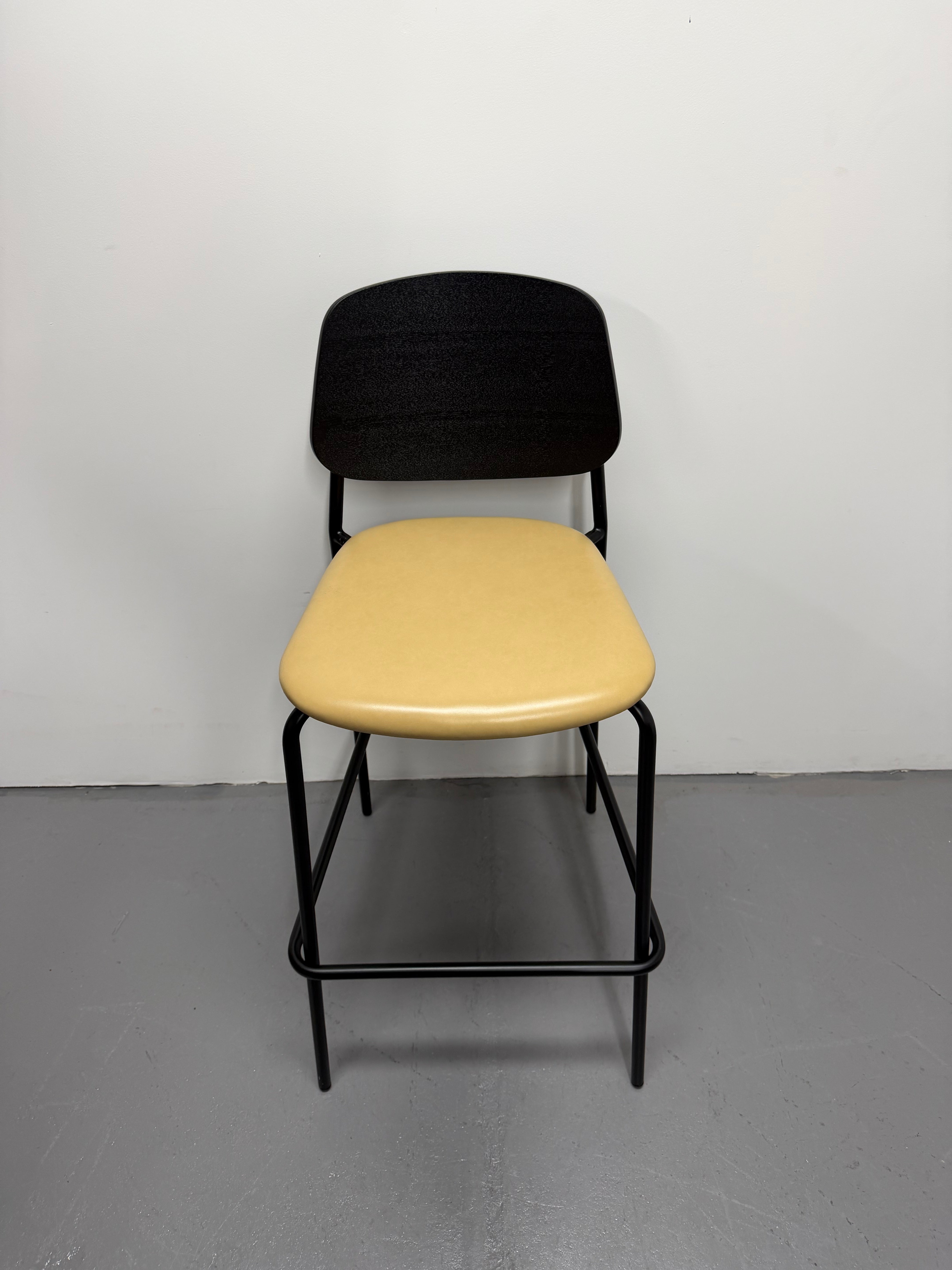 Platform Barstool by m.a.d – Tan Upholstered Seat