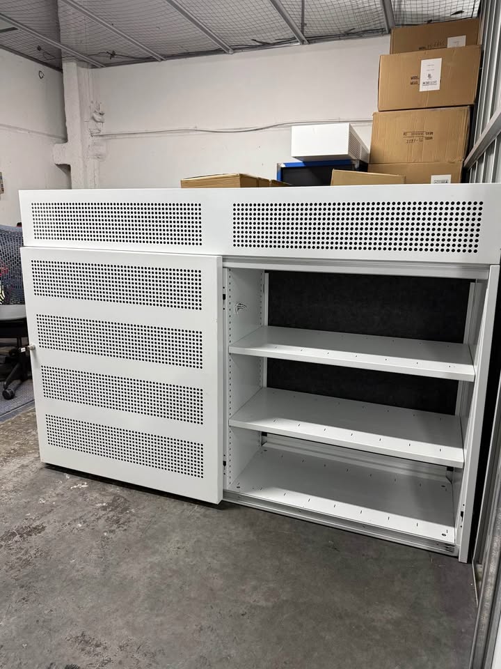 Planex Linea Sliding Door Storage Cabinet - White