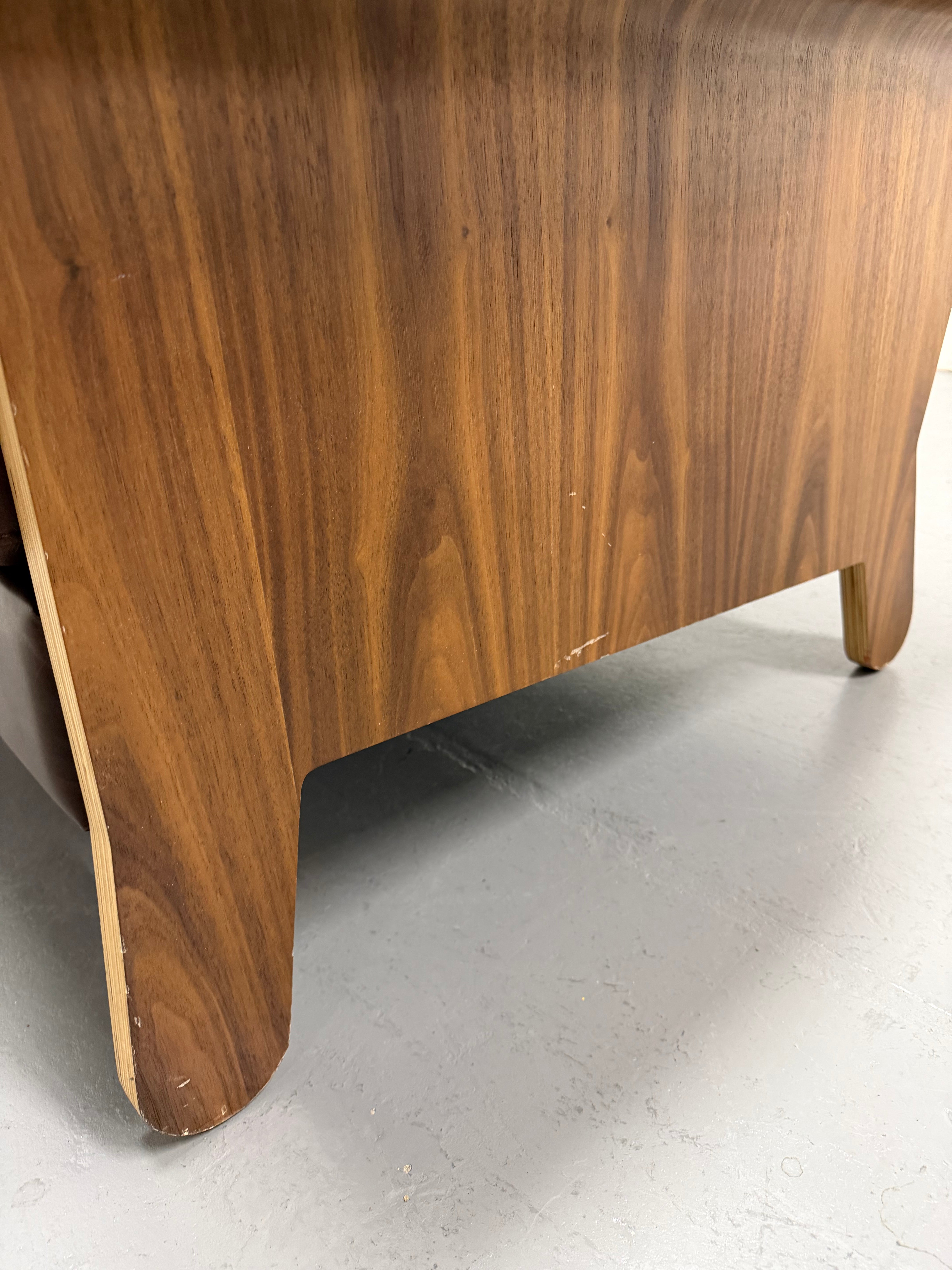 Gus Lodge Chair – Brown Leather & Walnut