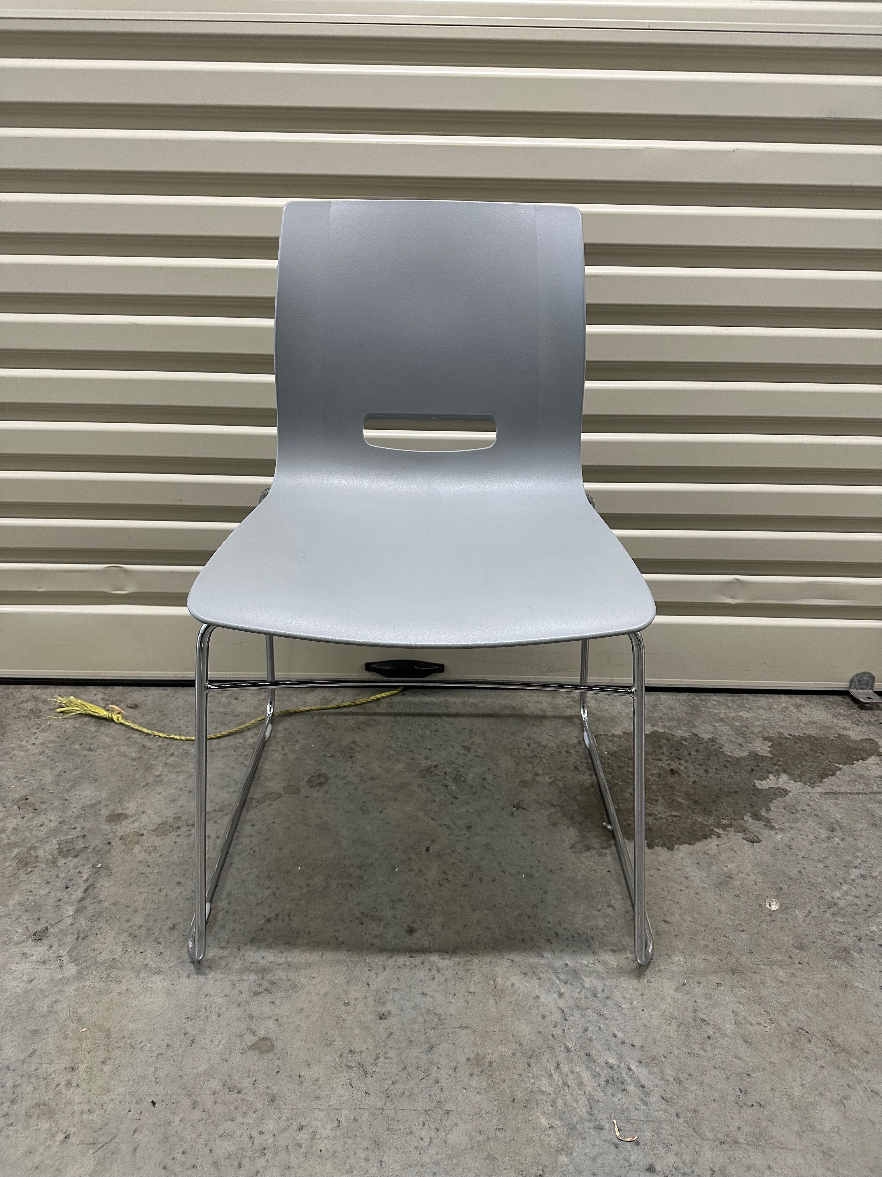 Casper Chair by Allermuir – Grey Plastic with Chrome Sled Base