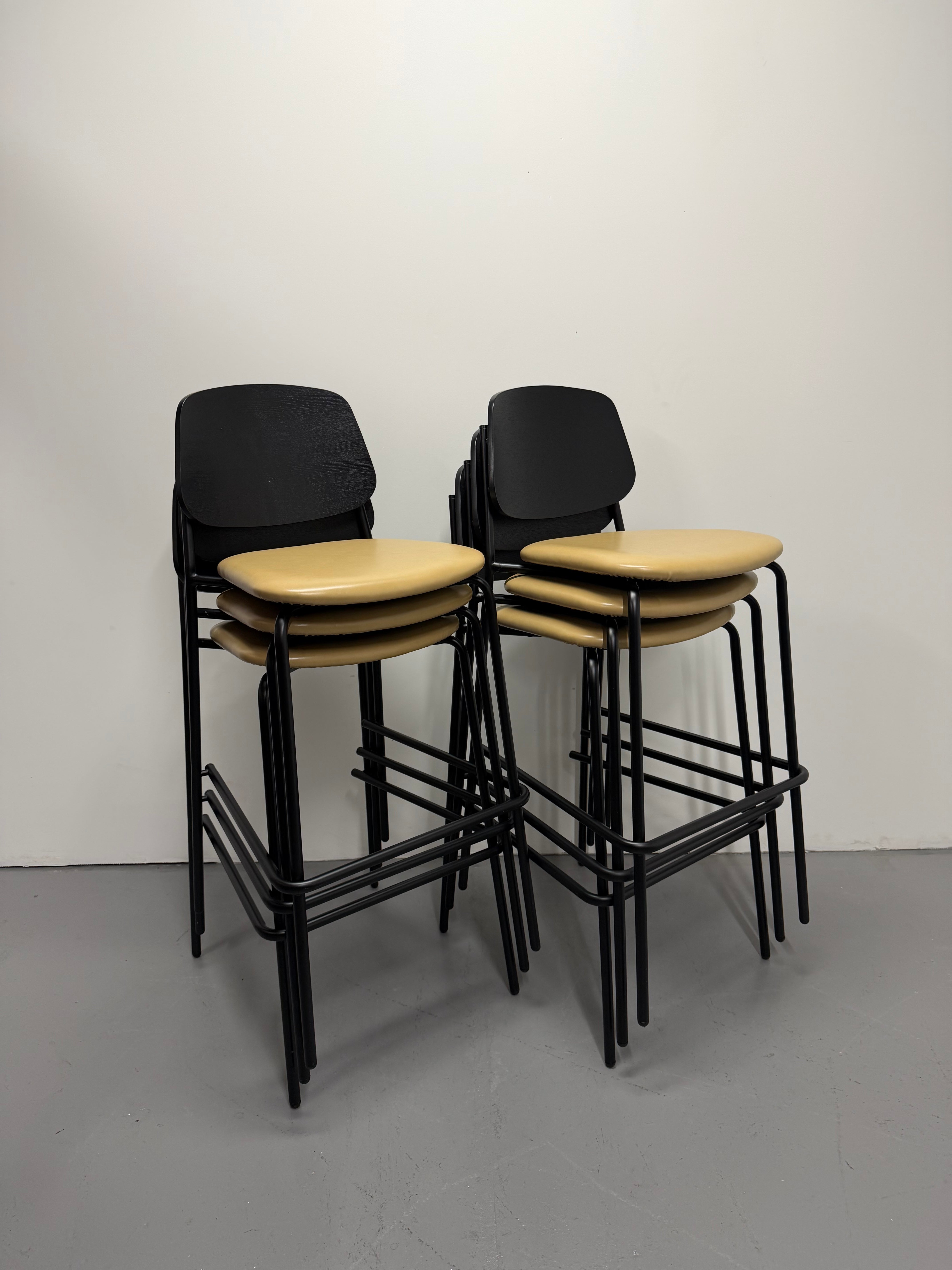 Platform Barstool by m.a.d – Tan Upholstered Seat