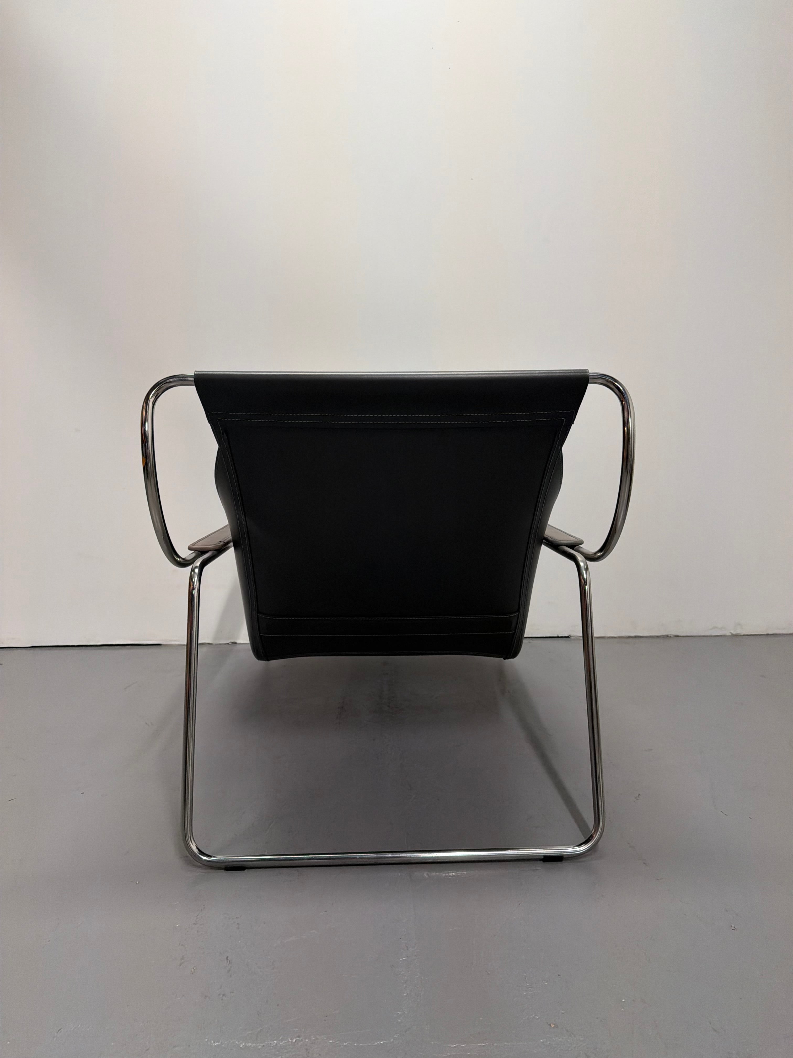 Marco Zanuso for Zanotta Brown Leather Maggiolina Lounge Chair & Footstool